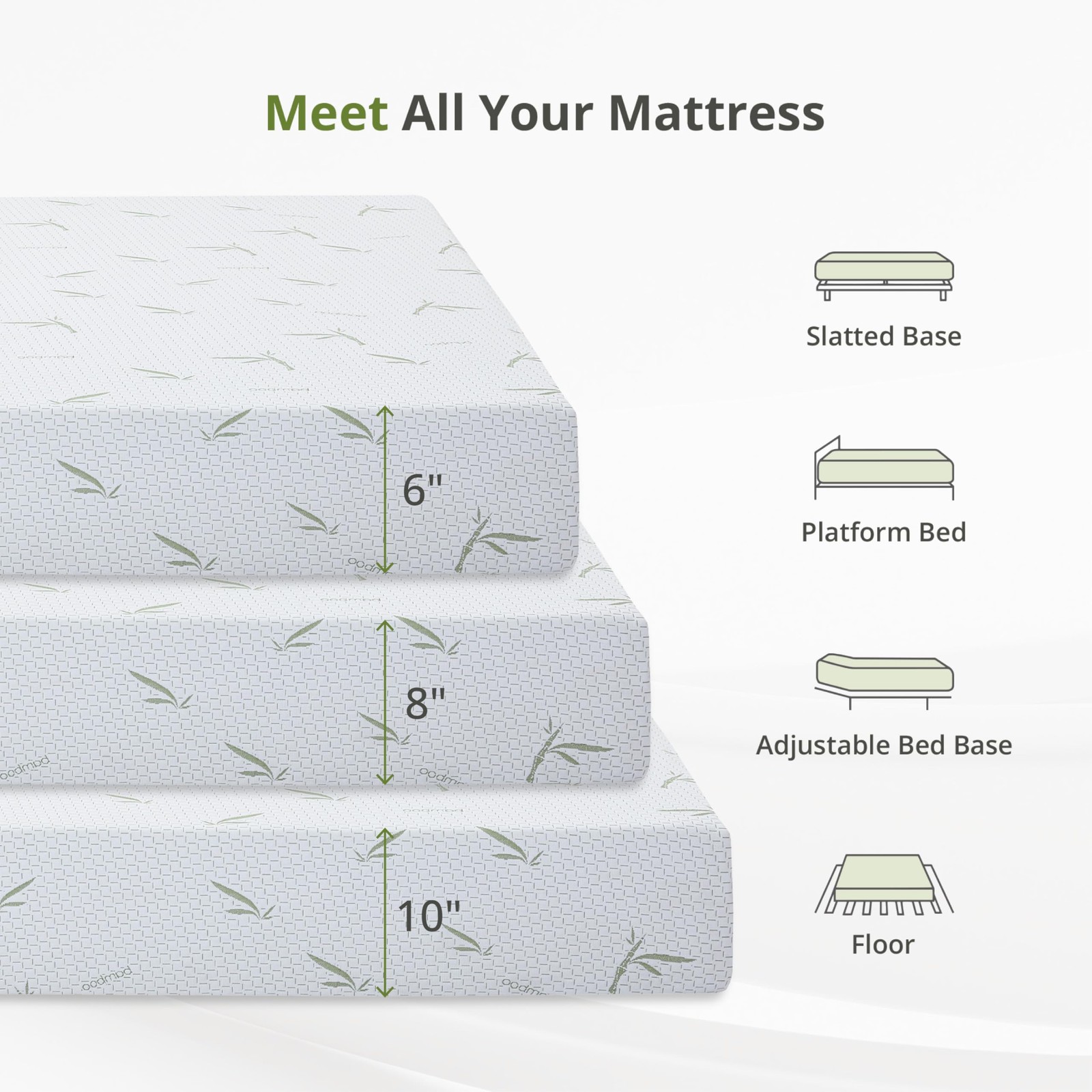 8 Inch Twin Size Mattress, Cooling Green Tea Gel Memory Foam for Pressure Rel…