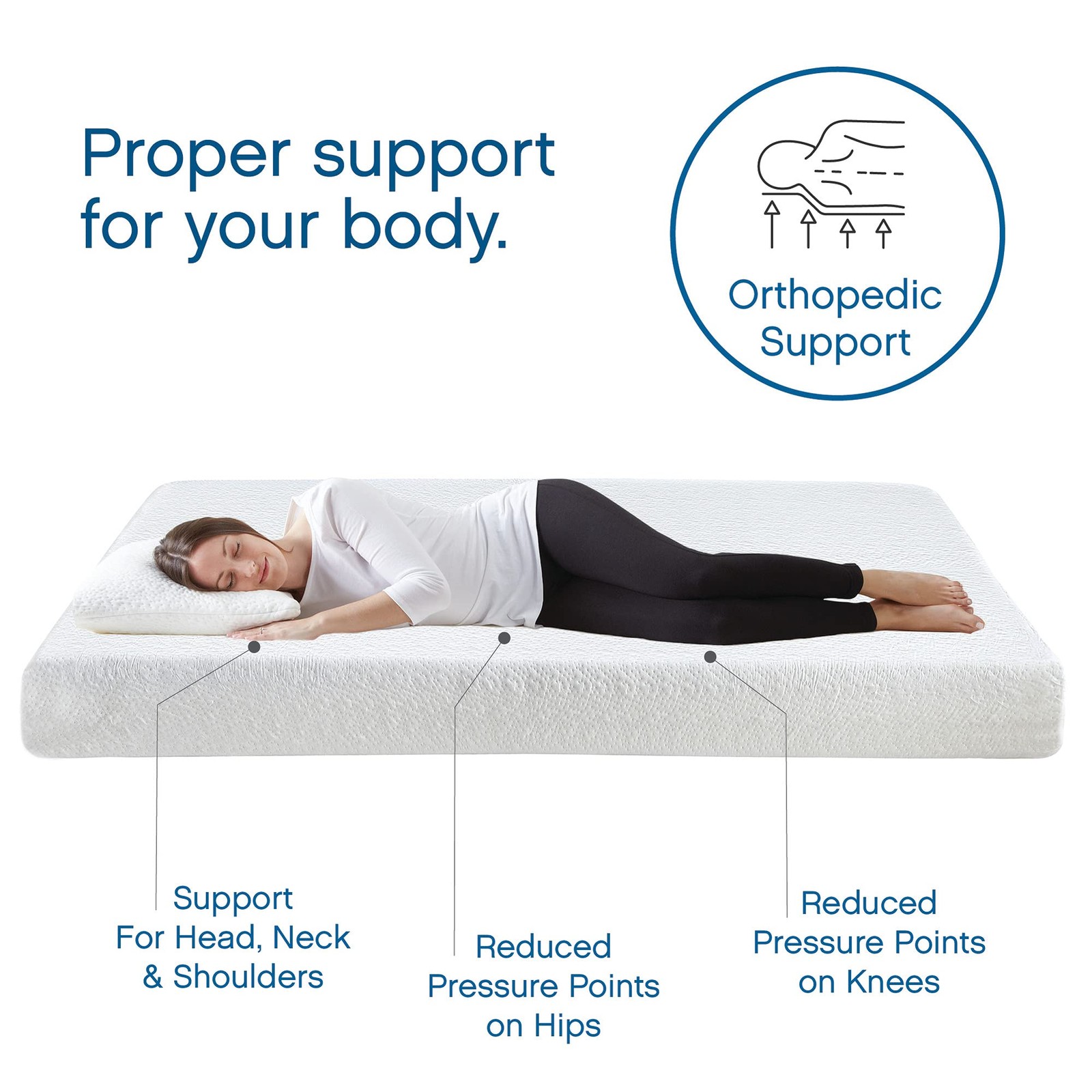 Cool Gel 8″ Short Queen Memory Foam Mattress, Medium Firm, USA Made, CertiPUR-US
