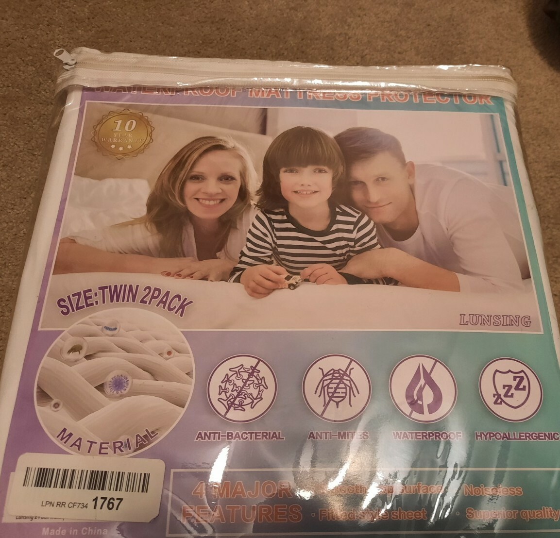 Lunsing 2 Pack Twin Size Waterproof Mattress Cover
