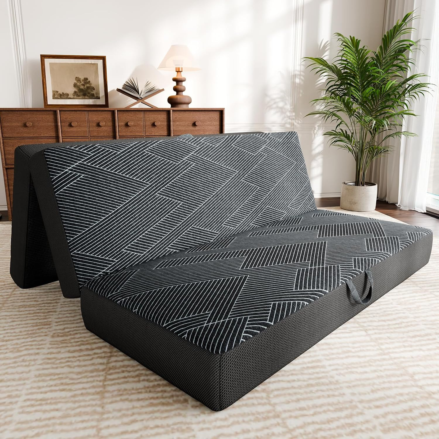 Tri Folding Mattress Queen Size – Foldable Mattress Trifold Memory Foam Mat with