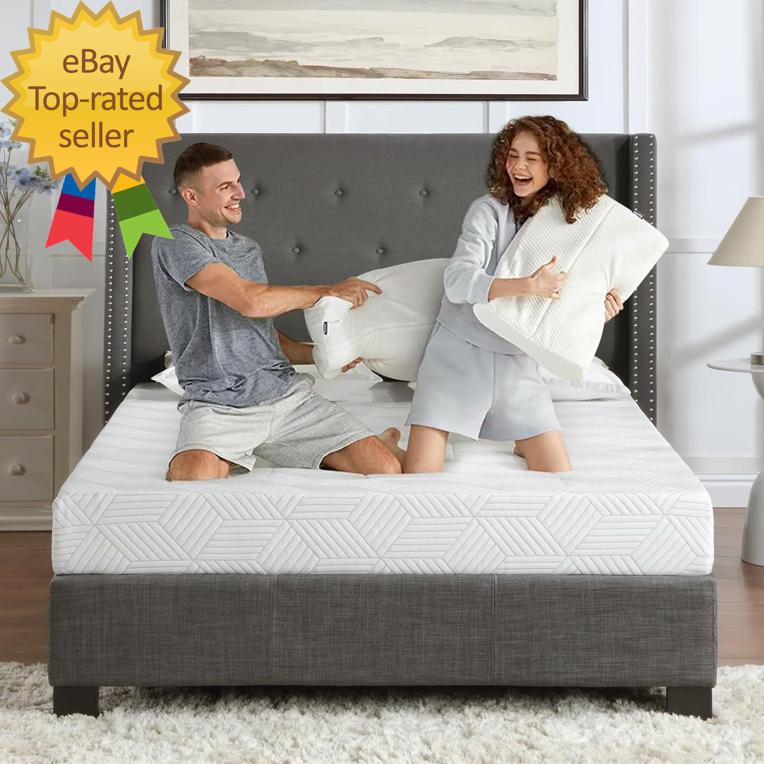 Twin Size Mattress Gel Memory Foam Bed Mattress in a Box Medium Firm