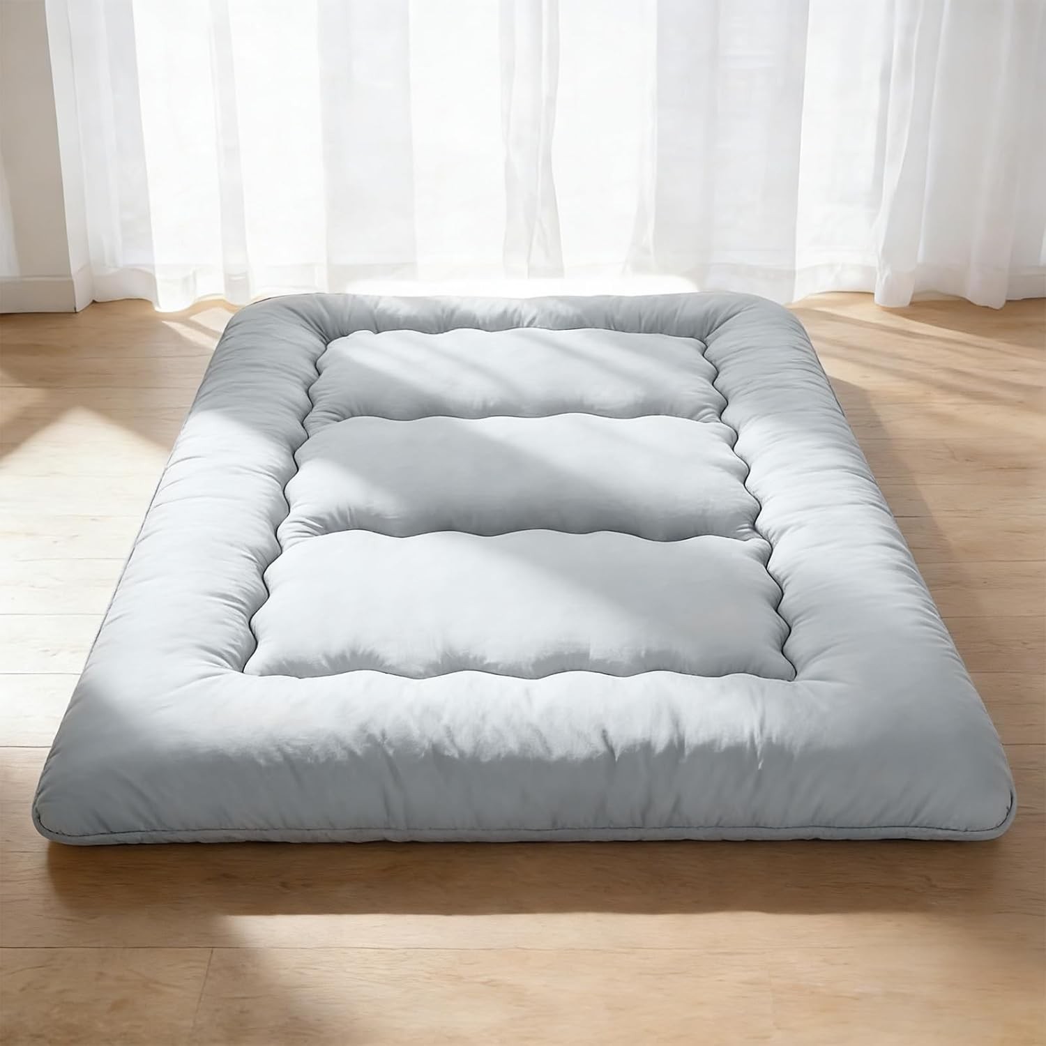 4″ Roll Up Floor Mattress Japanese Futon Mat Tatami for Guest,w/ Removable Cover