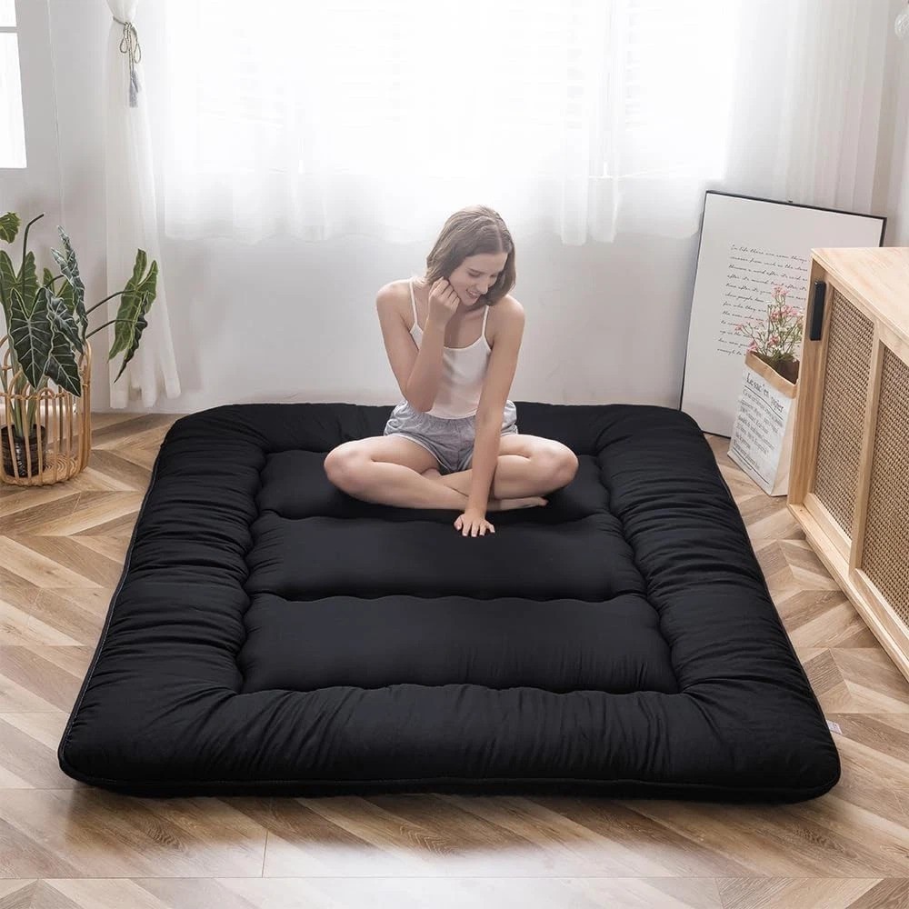 Japanese Floor Mattress Futon Mattress, 4″ Thicken Tatami Mat Sleeping Pad Fo…