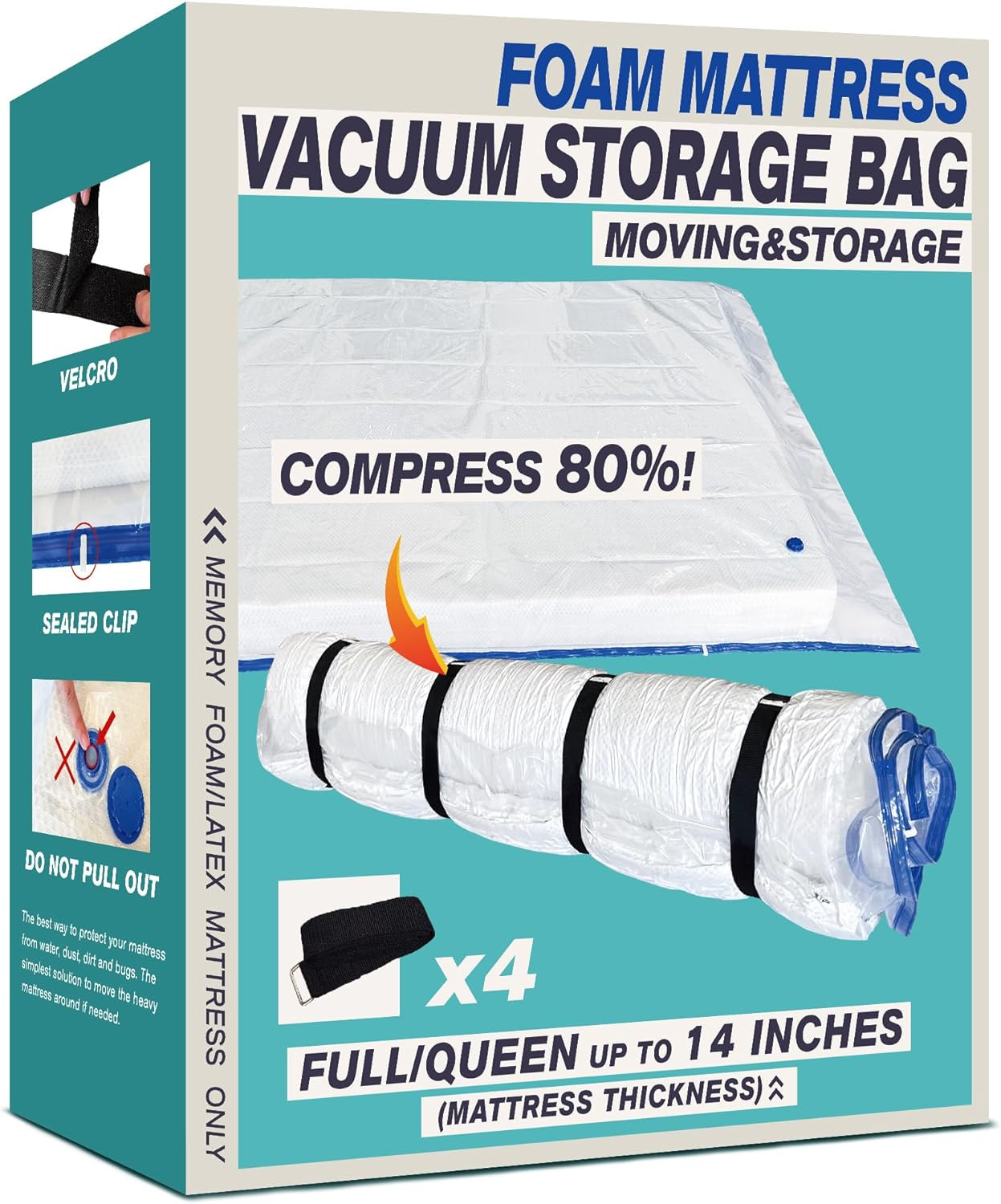 Queen Size Mattress Vacuum Bag for Memory Foam/Latex Mattress Upto 14 Inch, Movi