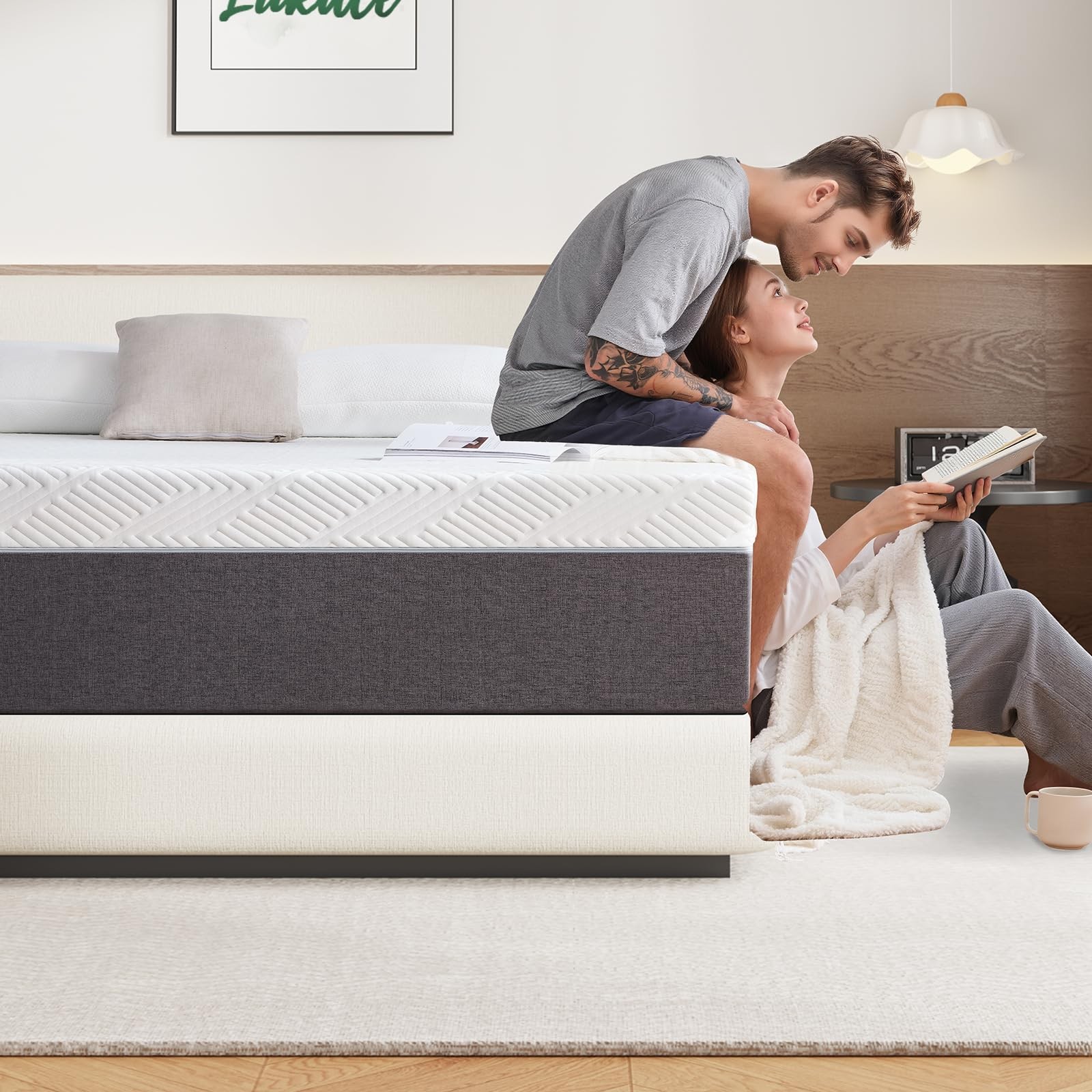 12 Inch Queen Mattress No Fiberglass Gel Memory Foam Mattress for Back Pain, …