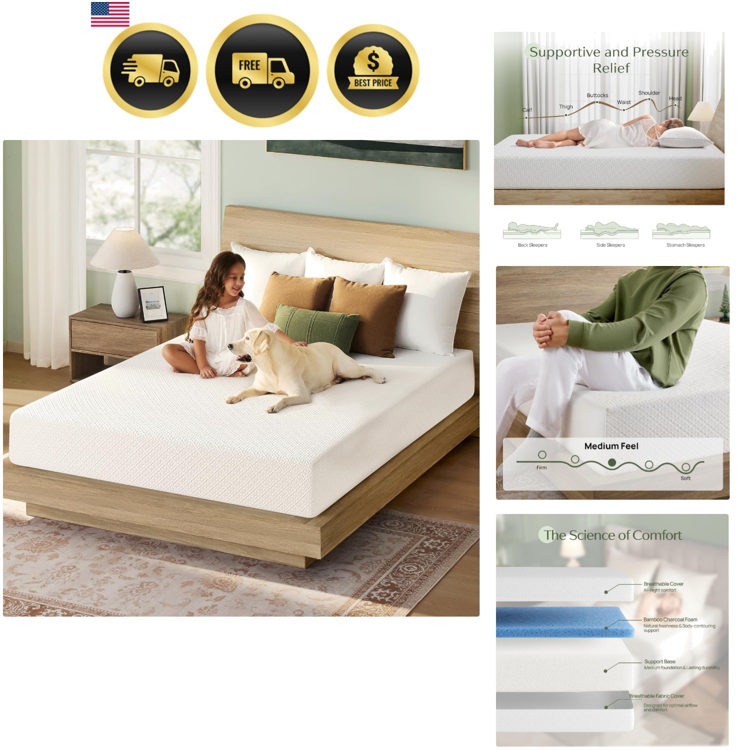 Twin Size Mattress Gel Memory Foam Supportive Breathable 6 Inch in a Box