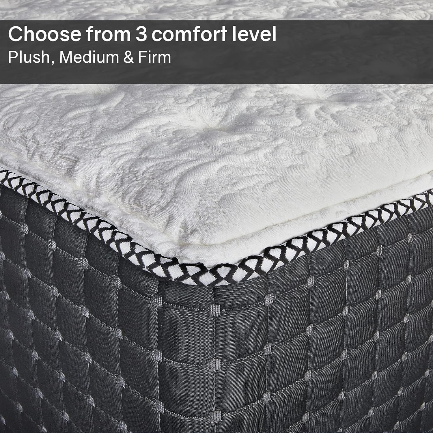 Luxury 14-Inch Hybrid Mattress, Medium Firm, Pocket Coils & Quilted Top, Queen