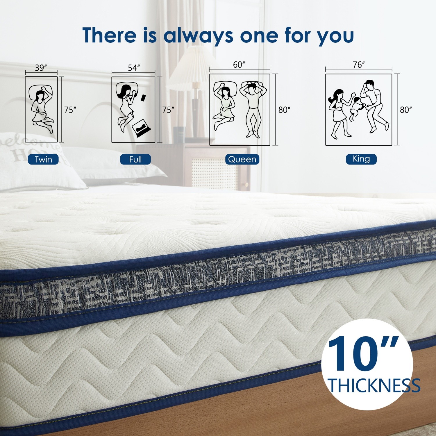 Full/Queen/King 10Inch Hybrid Mattress Medium Firm Motion Isolation CertiPUR-US