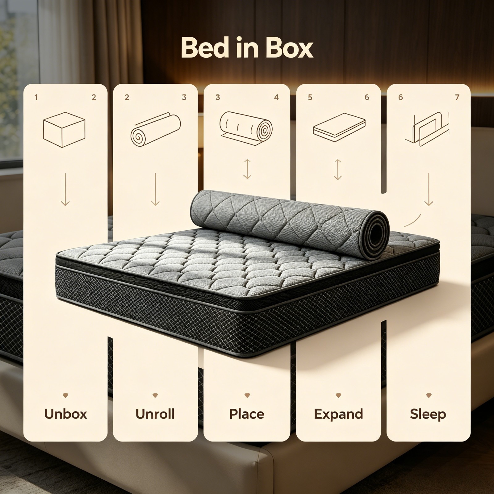 14» Gel Memory Foam Mattress Hybrid Pocket Spring Queen Bedding In A Box