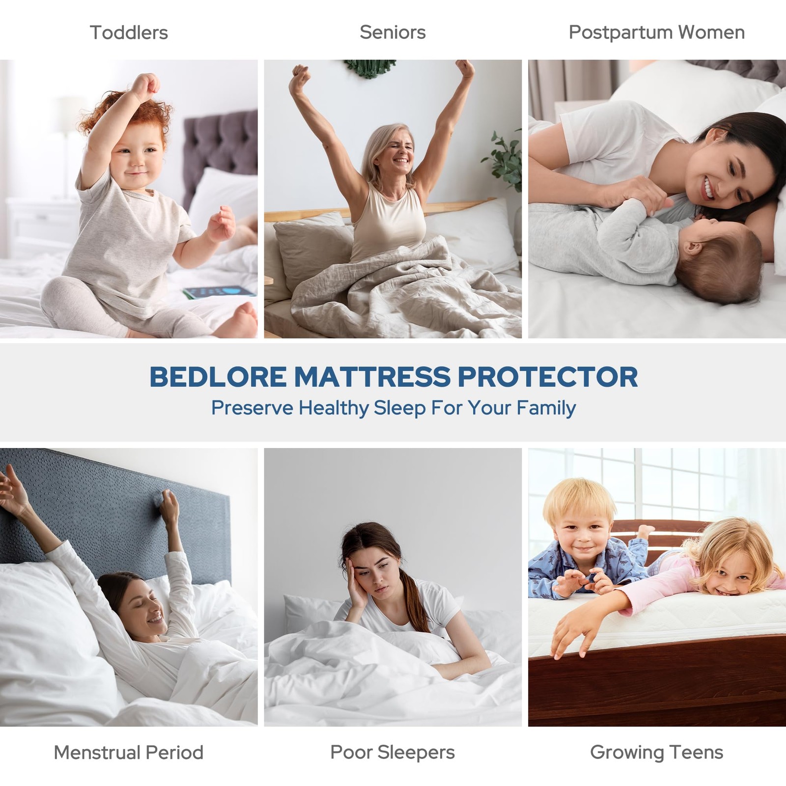 BEDLORE Waterproof Mattress Protector, Twin Size Pad Twin, 1 Gray