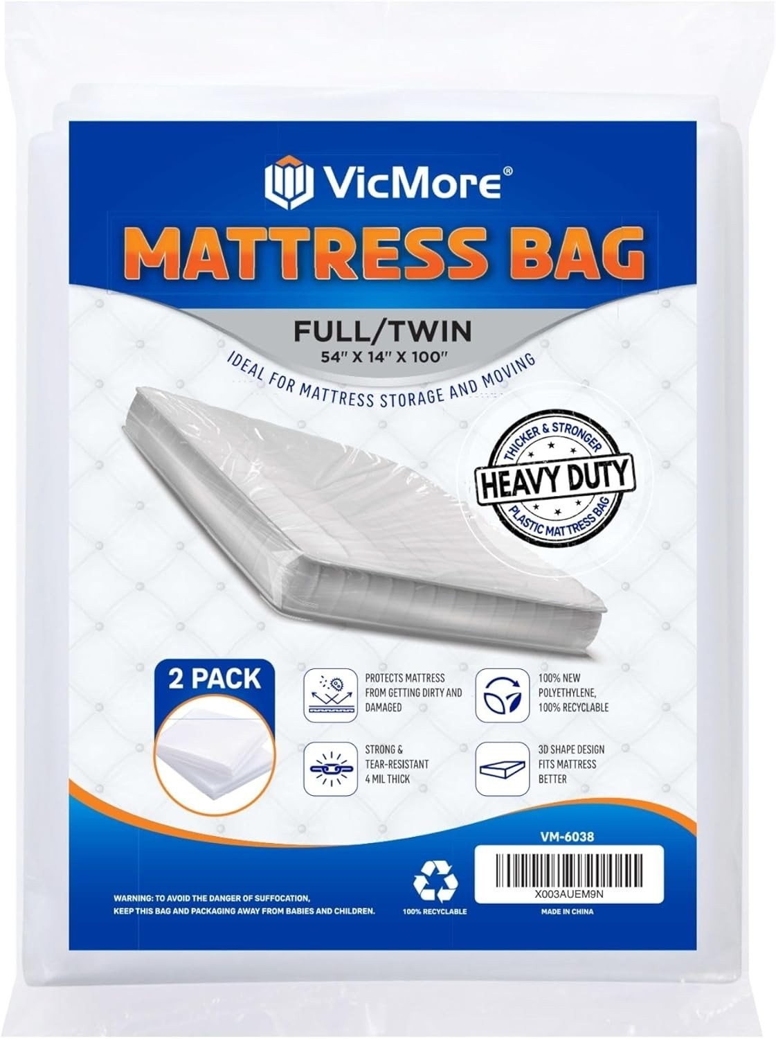 2-Pack Twin XL/Full XL Mattress Bags – Tear-Resistant & Odorless