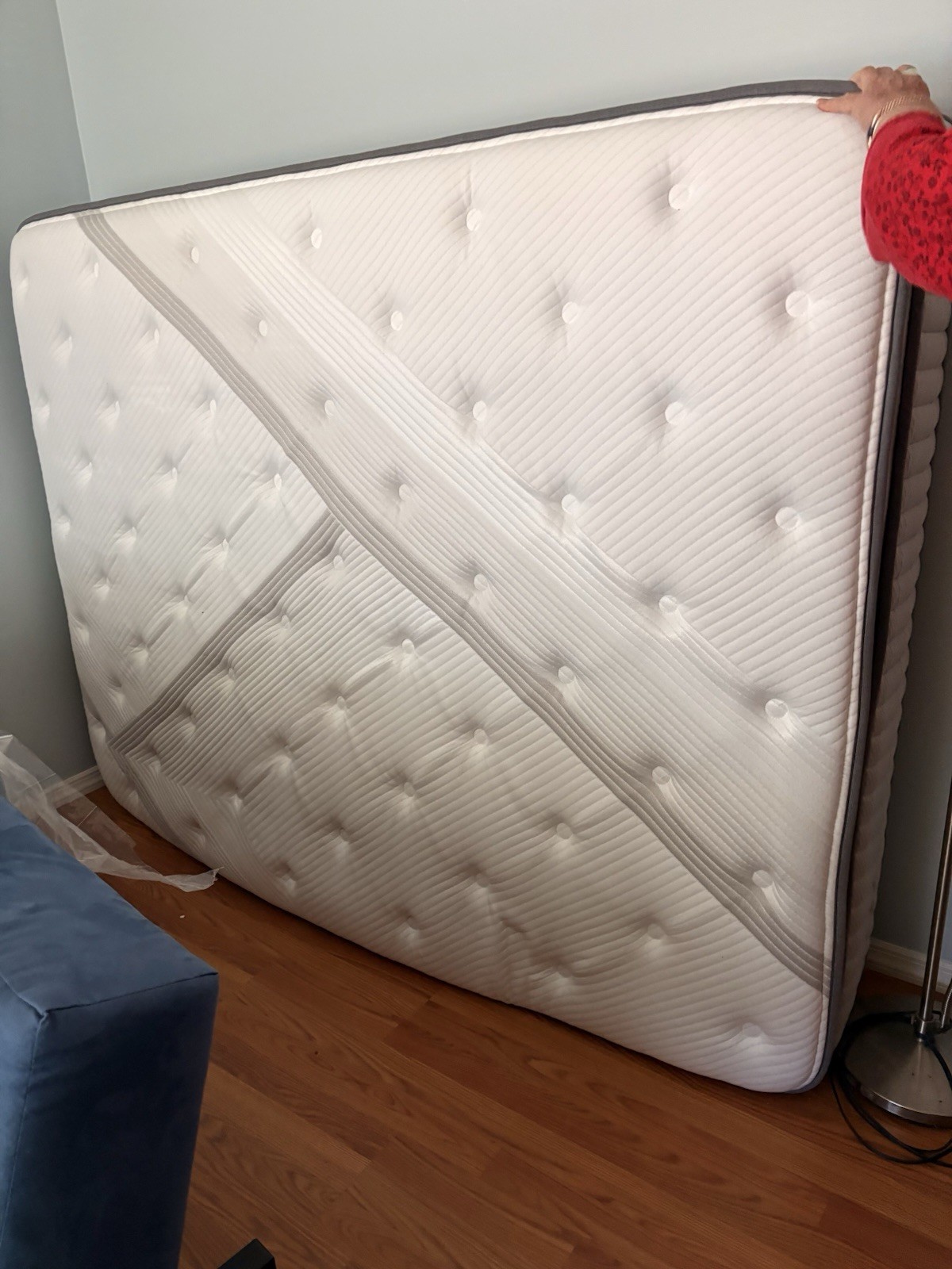 White and Gray Rectangle Mattress with Quilted Top for Bedroom