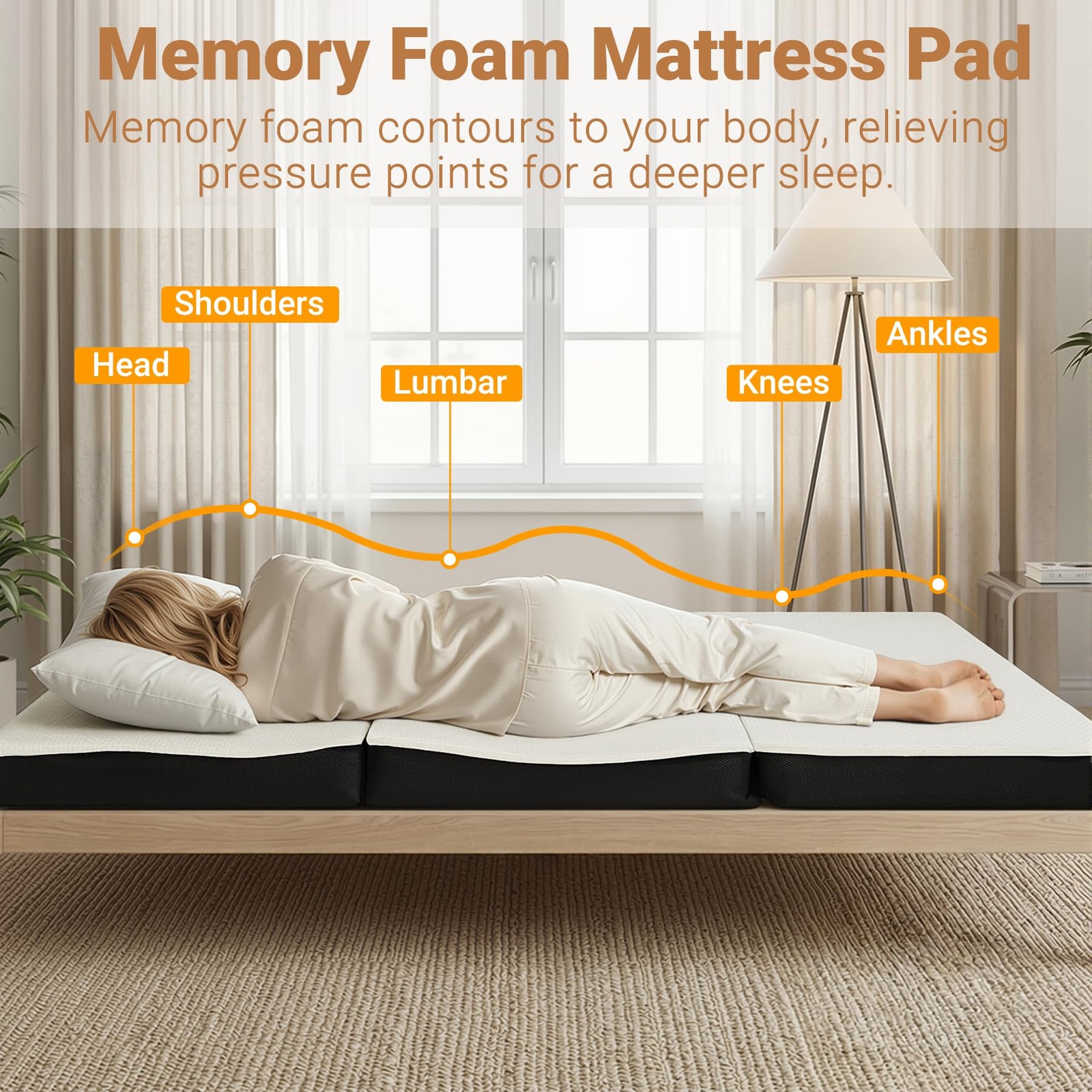 Foldable Mattress Twin XL, Memory Foam Tri Fold Mattress with Removable Washa…