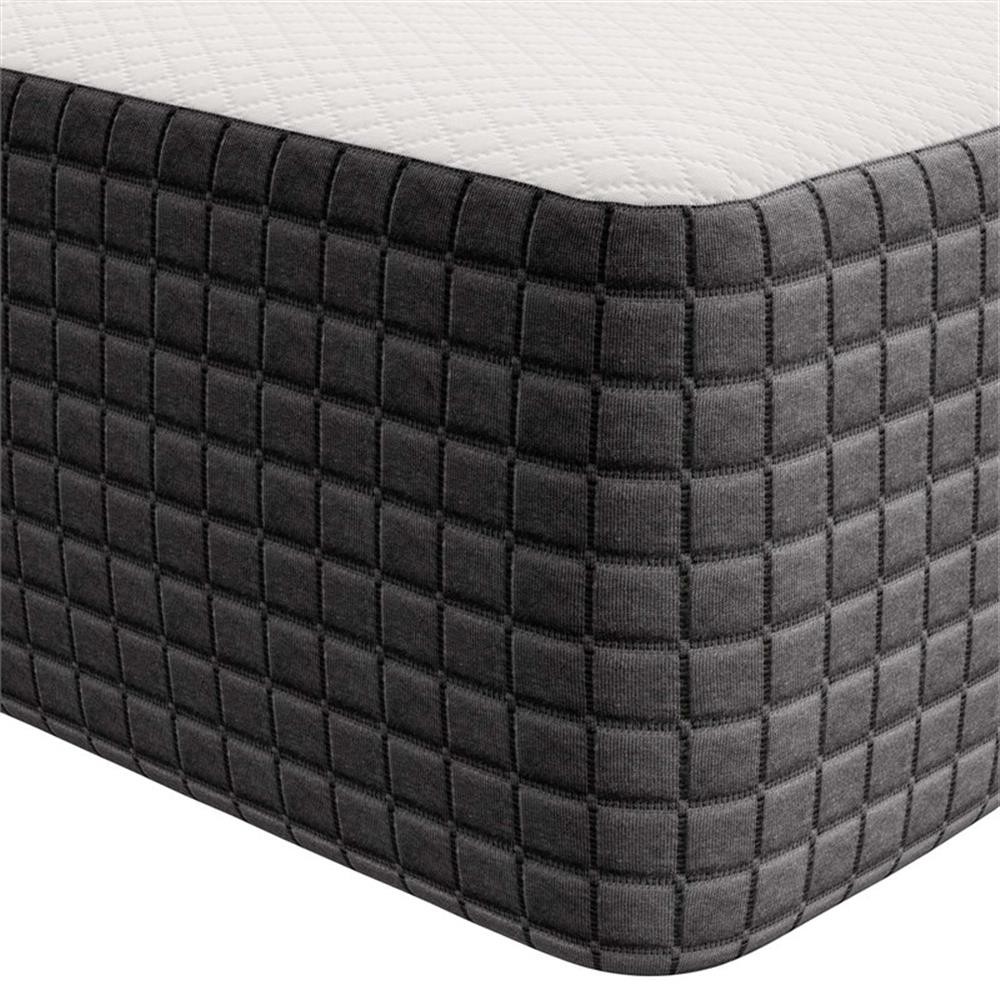 Pemberly Row 10″ Modern Fabric Memory Foam King Mattress in White