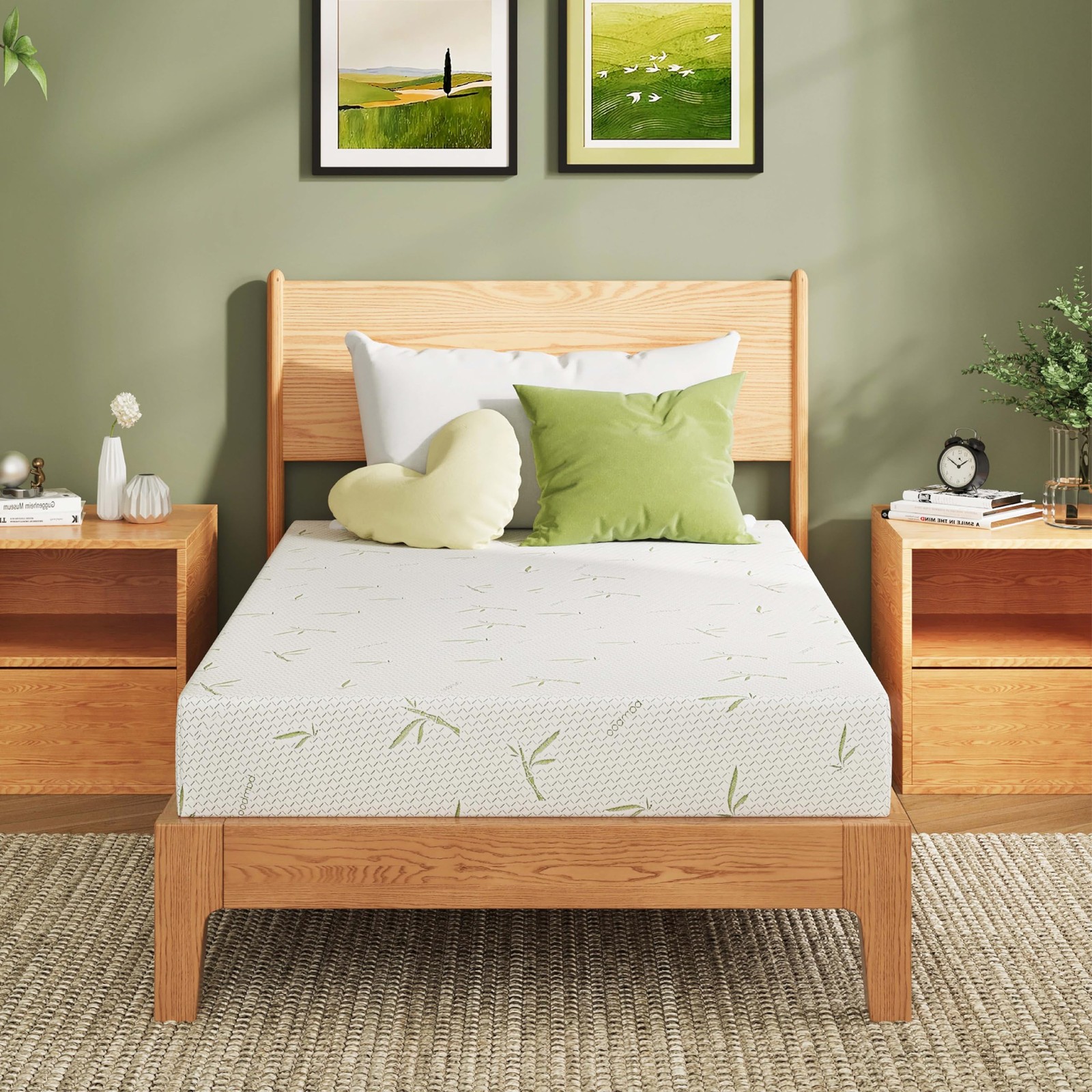 8 Inch Twin Size Mattress, Cooling Green Tea Gel Memory Foam for Pressure Rel…