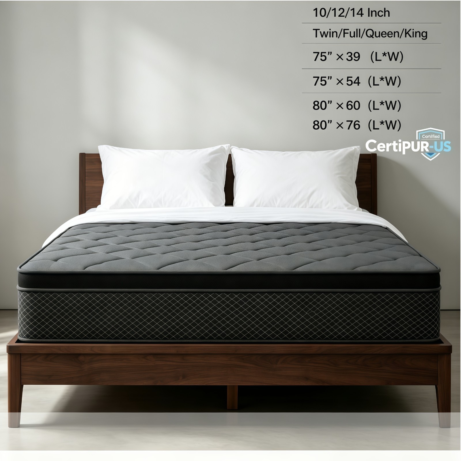 US 12/14 Inch Gel Memory Foam Hybrid Mattress Twin Full Queen King Size In a Box