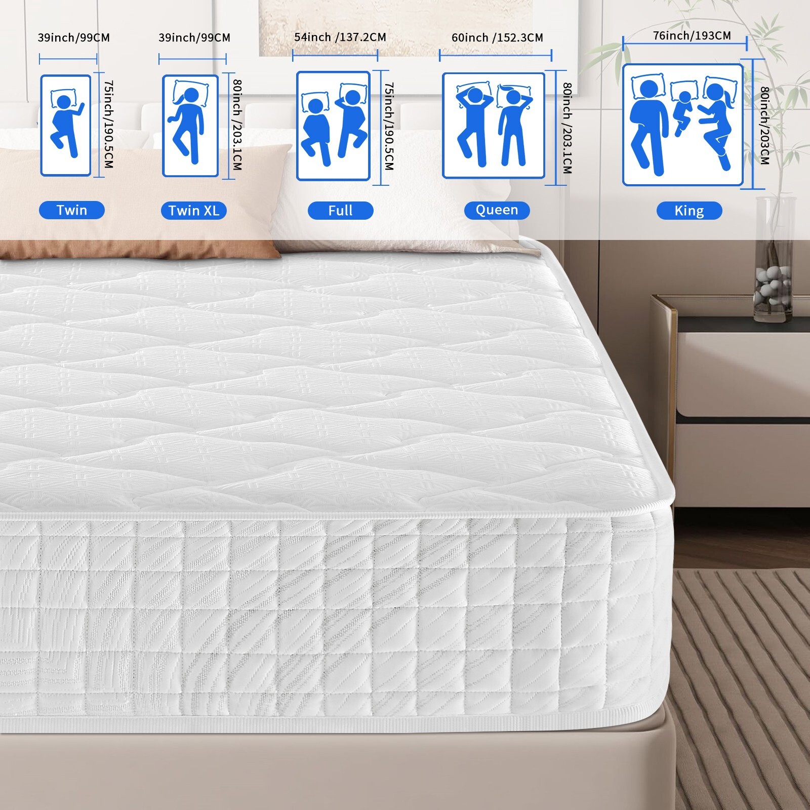 OUUI 10″ 12″ Hybrid Mattress Medium Firm Memory Foam Mattresses In A Box