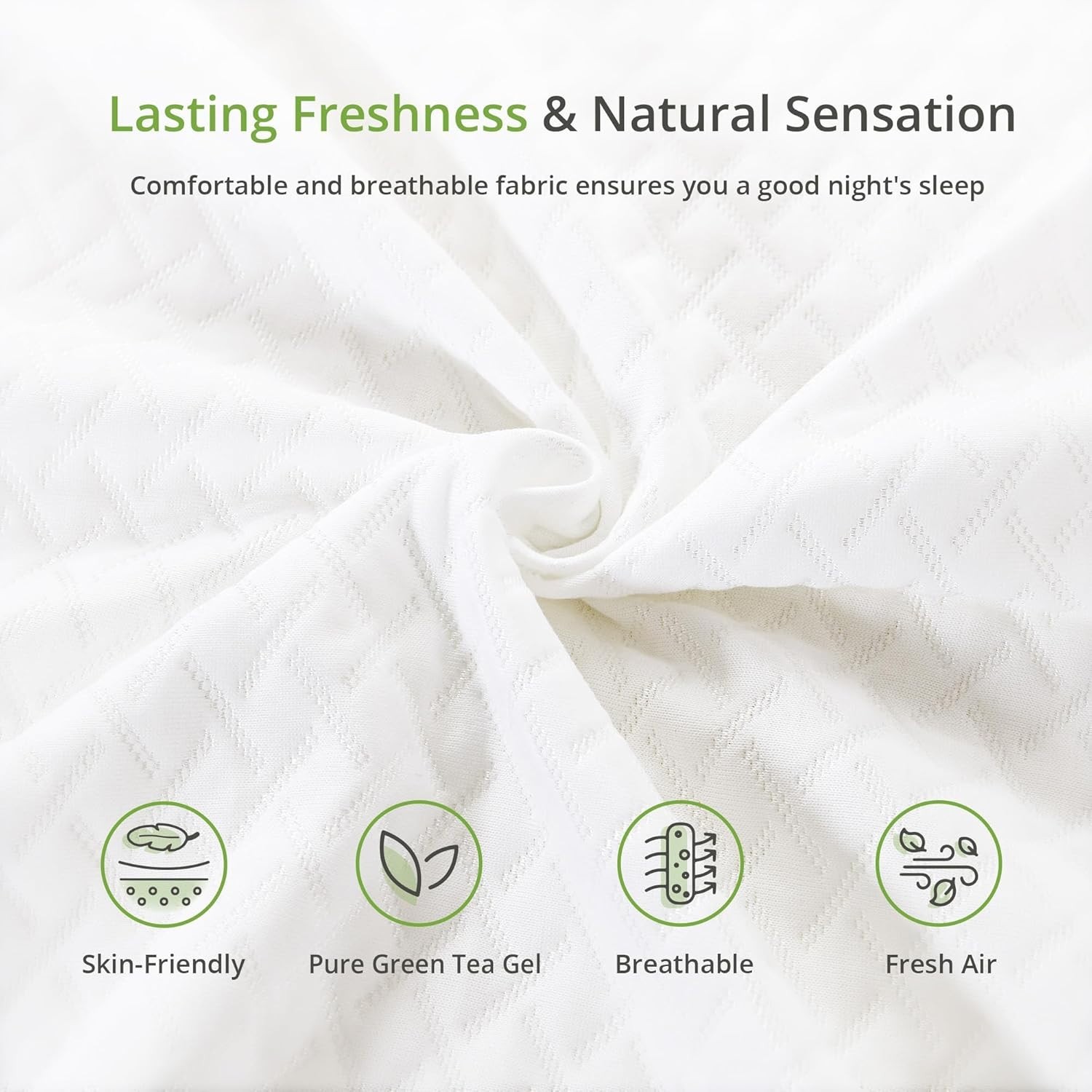 CertiPUR Certified Twin Mattress: 75»L x 38»W, Cooling Green Tea Gel Comfort