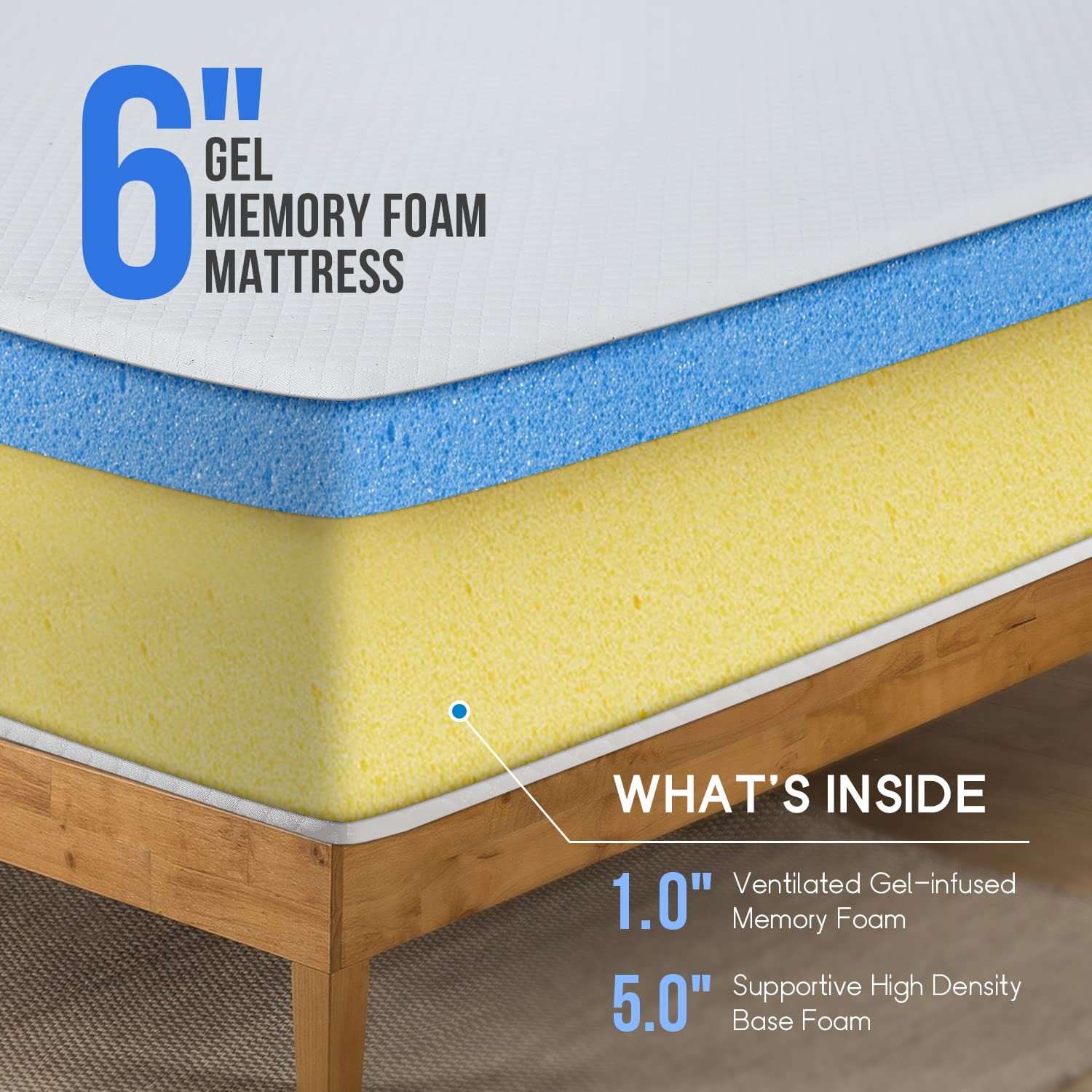 6″ Gel Memory Foam Mattress | Medium Firm | CertiPUR-US | Cooling | Washable …