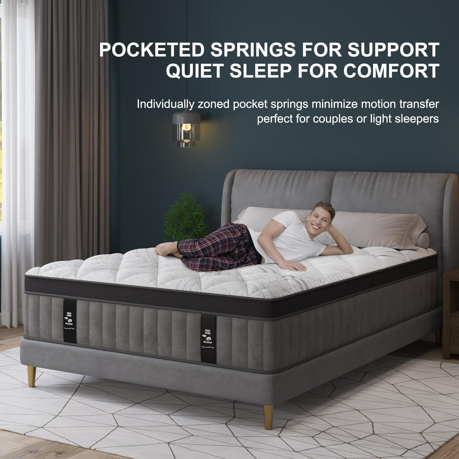 12″ Queen Hybrid Mattress – Medium Firm Memory Foam & Pocket Springs