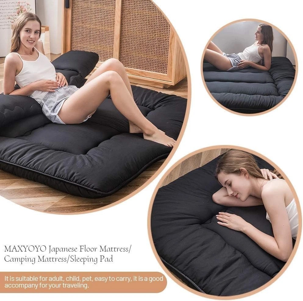 Japanese Floor Mattress Futon Mattress, 4″ Thicken Tatami Mat Sleeping Pad Fo…