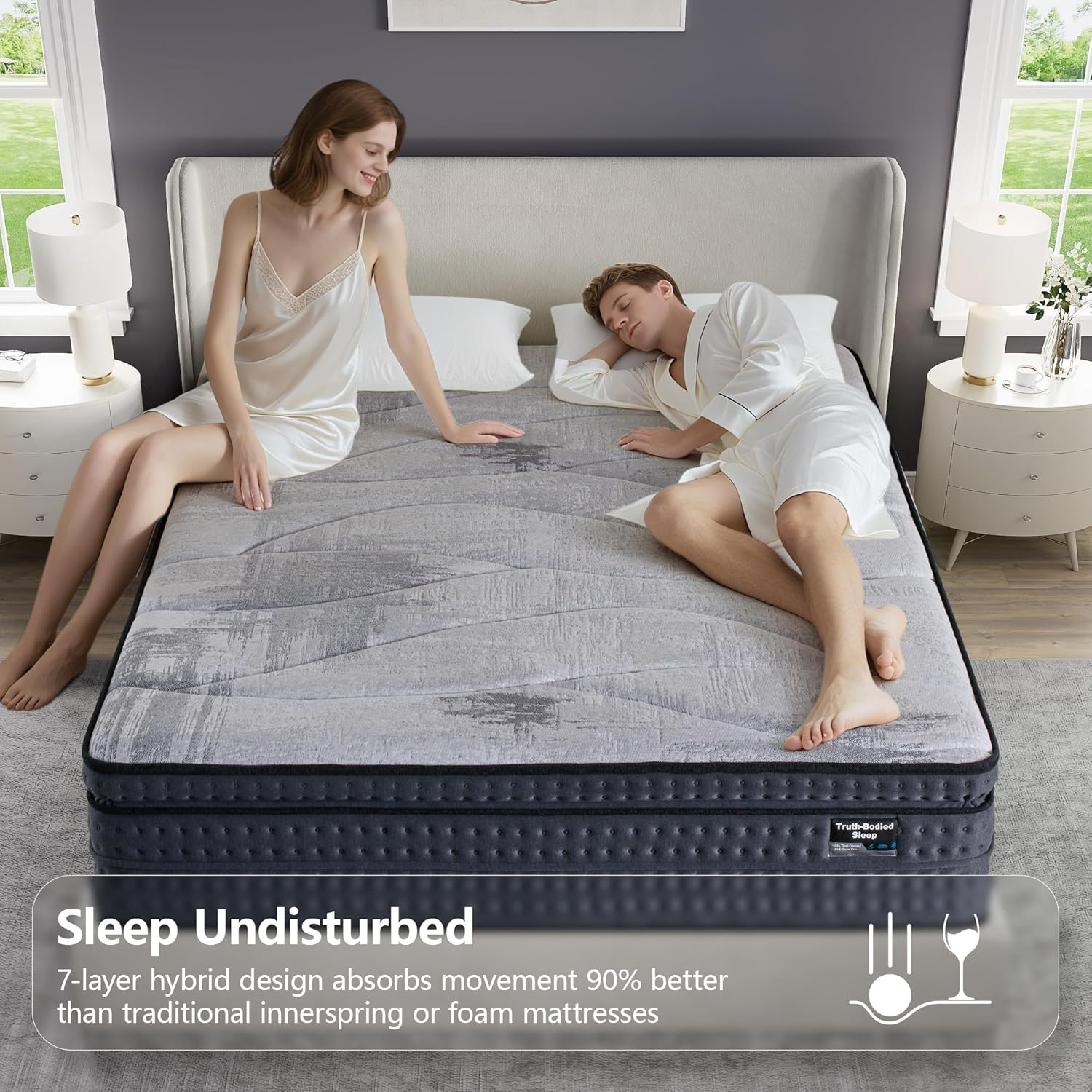 14″ King Gel Memory Foam Hybrid Mattress with Cooling & Zoned Support