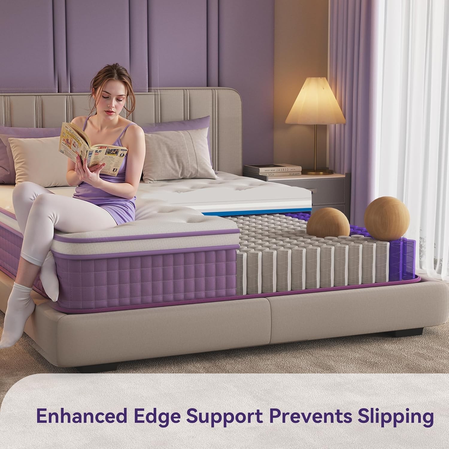 12″ Queen Mattress in a Box Purple Hybrid Mattress with Gel Memory Foam & Pocket
