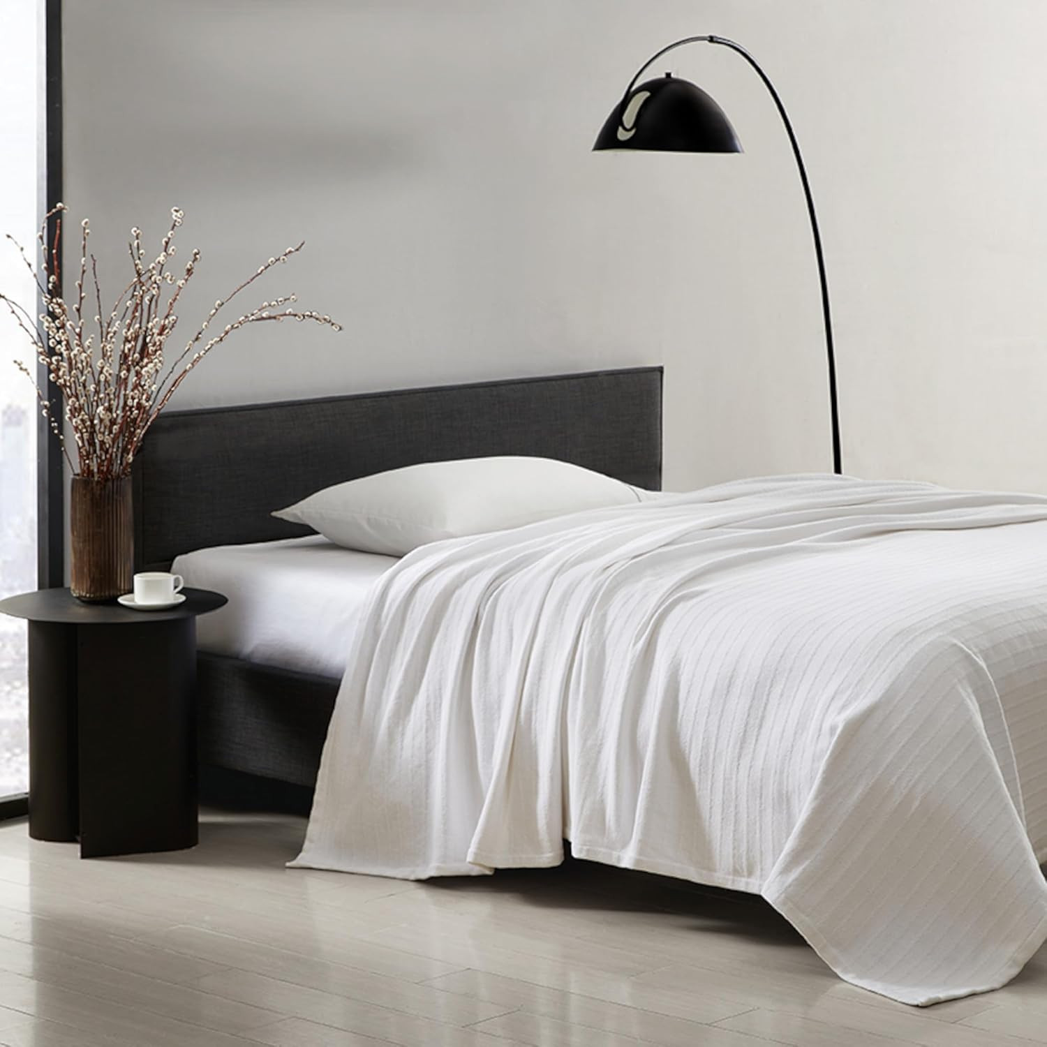 Vera Wang- Queen Blanket, Designer Cotton Bedding, Medium Weight Luxurious Beddi