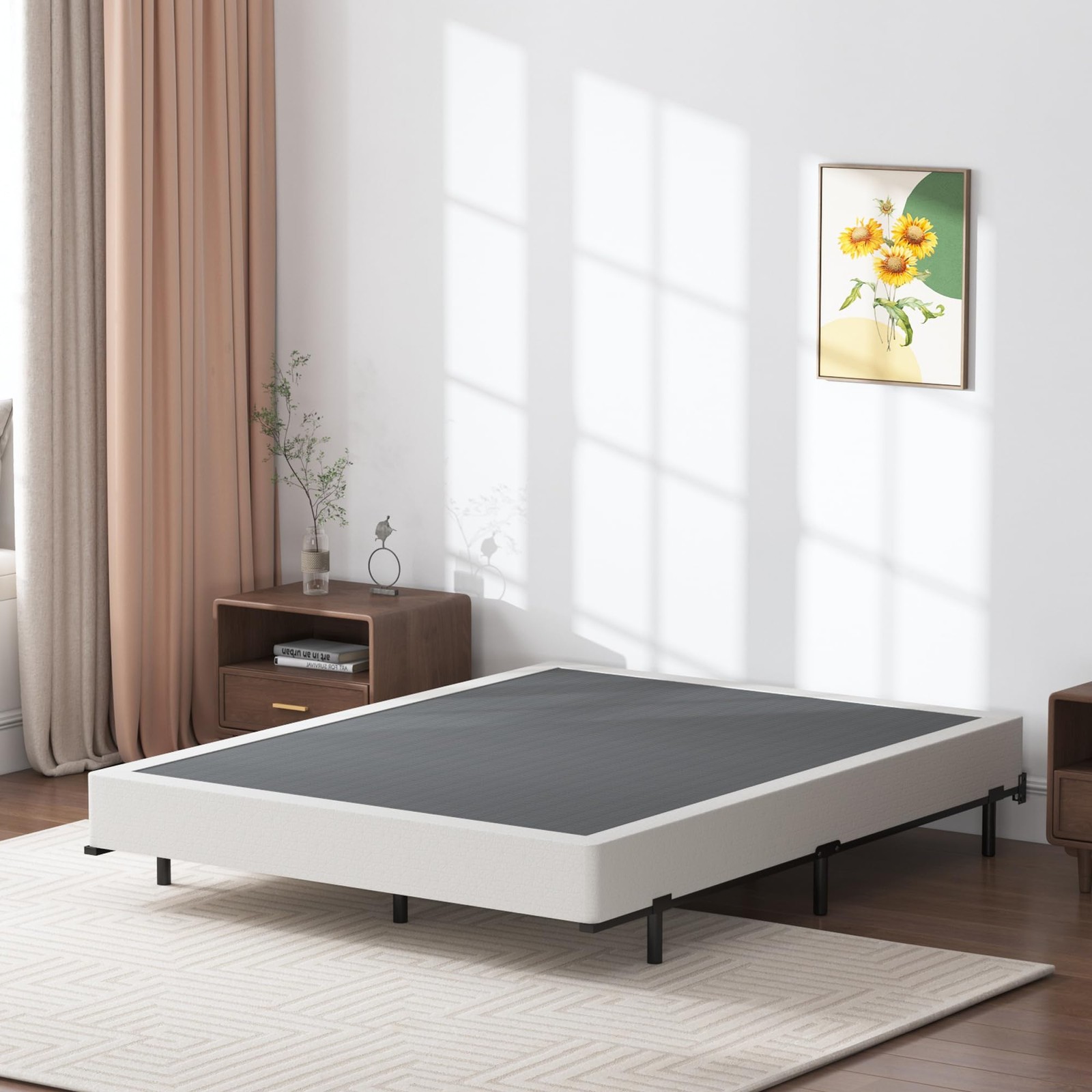SHLAND 7 Inch Box Spring Full Size Bed Base, 3000 lbs Black Heavy Full,