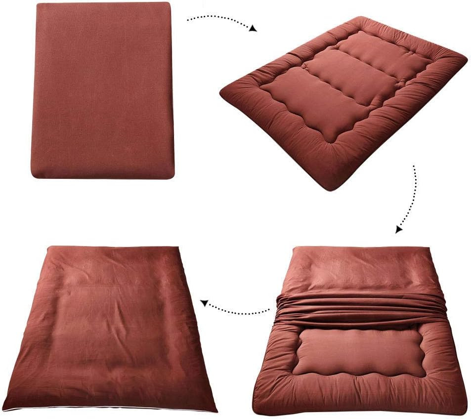 Thick Japanese Floor Futon Mattress, Twin Size Roll-Up Sleeping Pad for Kids