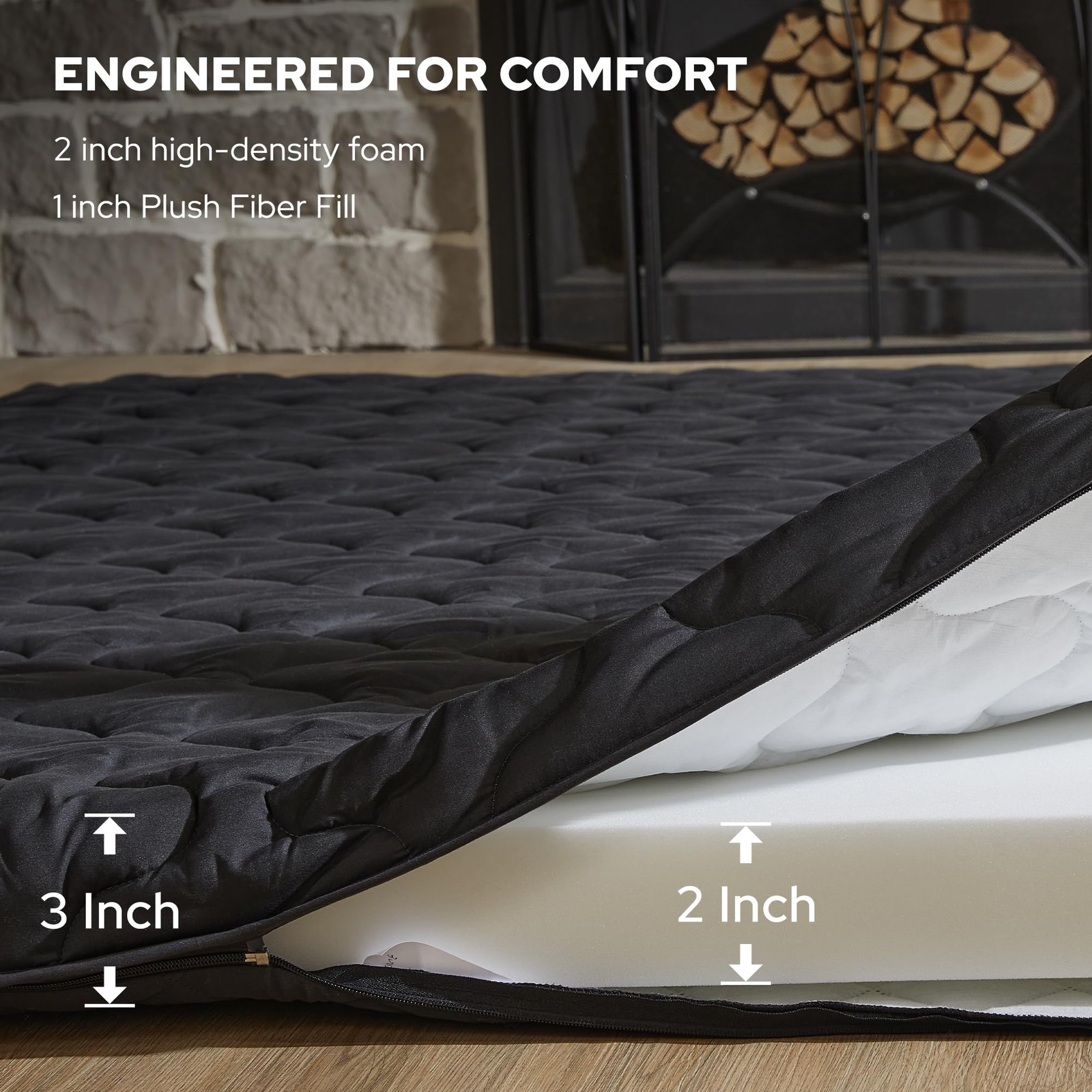 Japanese Floor Mattress, Futon Mattress Queen Size 3″ Thick Portable Sleeping…