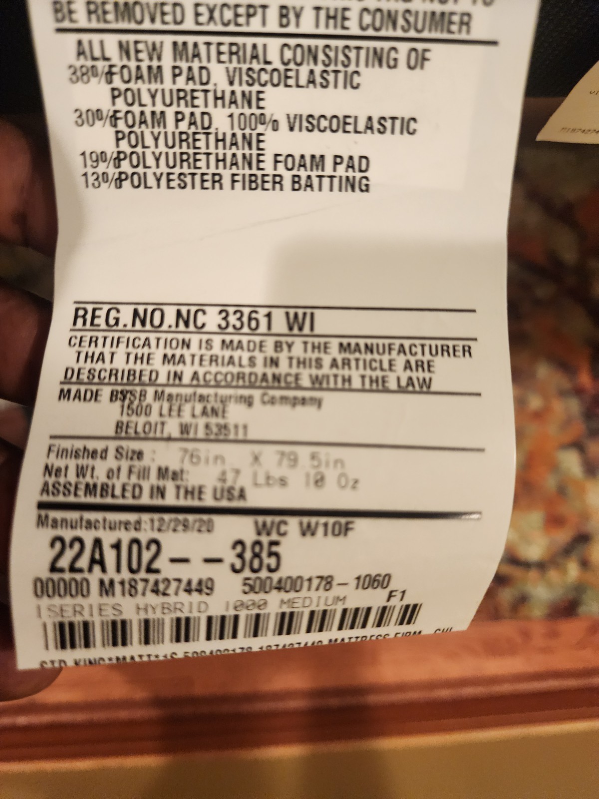 King Size Serta I Series 1000 Medium Mattress