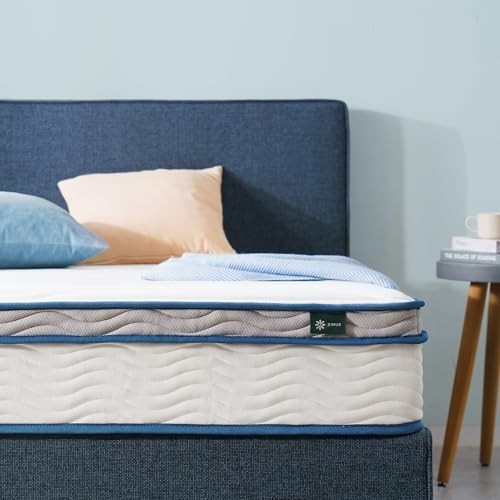 ZINUS 8 INCH SPRING SPRING SENSATION HYBRID MATTRESS, FULL, YOUTH – WHITE