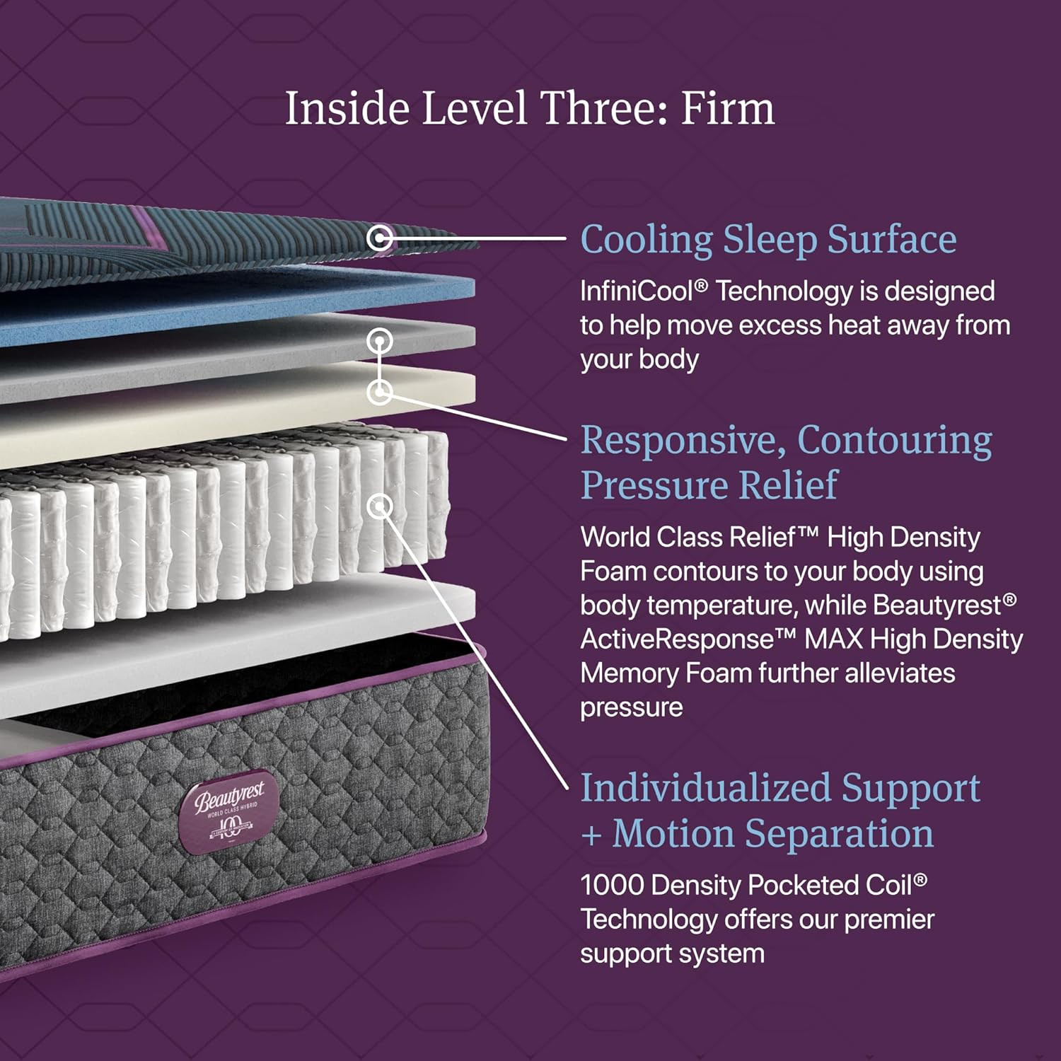 Level 3 Firm 13″ Hybrid Cal King Mattress – Support, Cooling, 100 Night Trial
