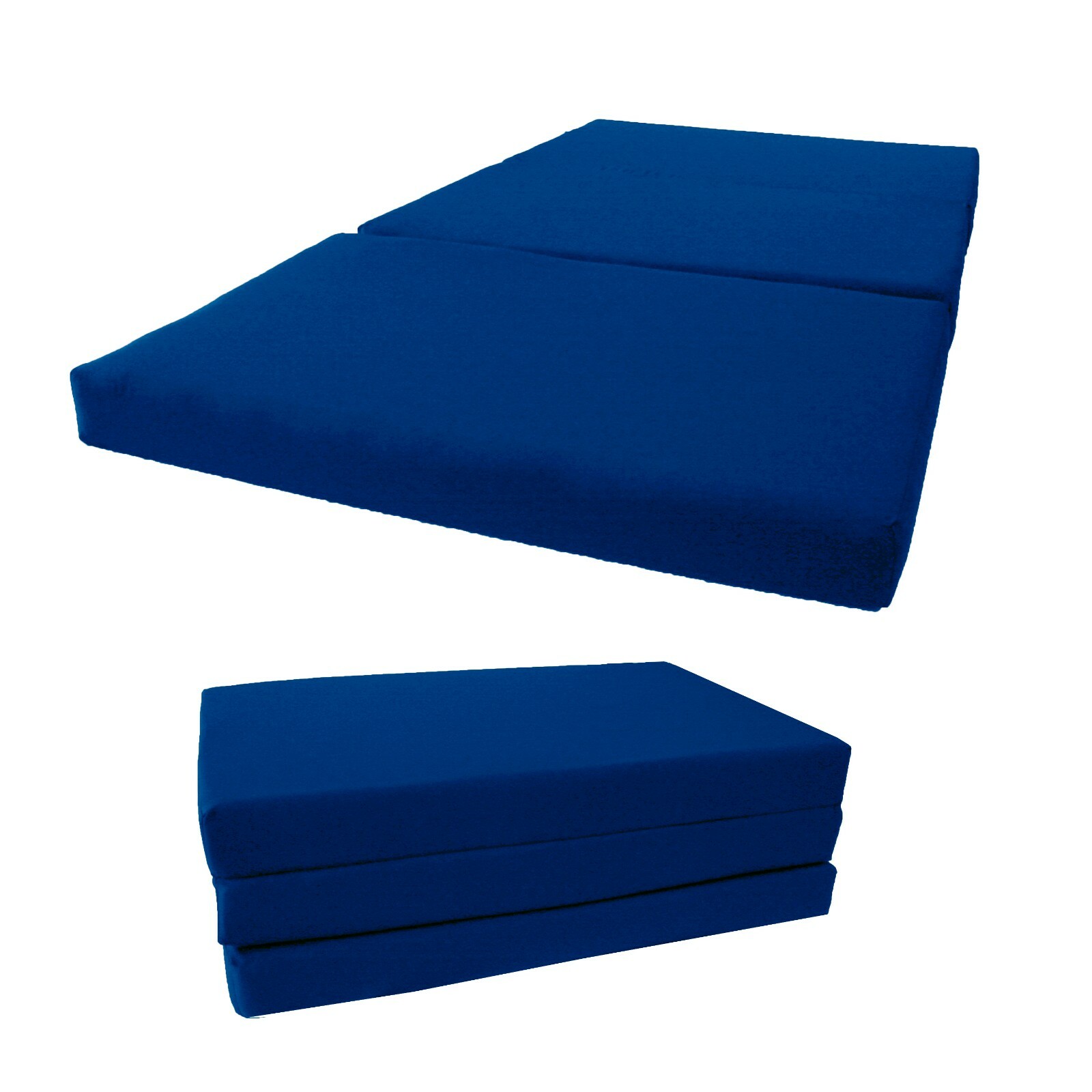Twin Shikibuton Trifold Foam Beds, Folding Mattresses 4 x 39 x 75, Royal Blue