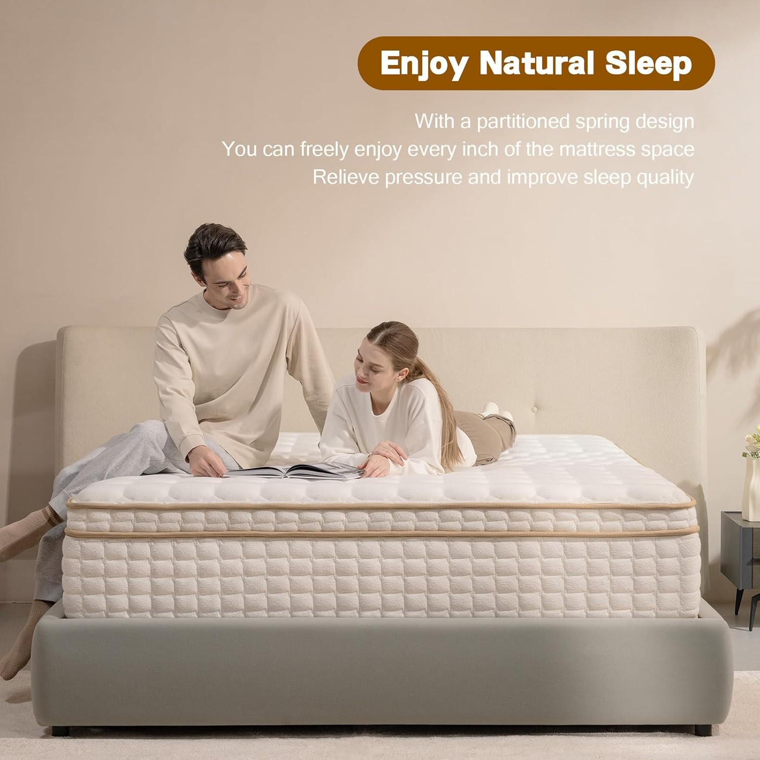 Queen Mattress,12 Inch Queen Size Mattresses in a Box,Medium Firm Queen Hybrid M
