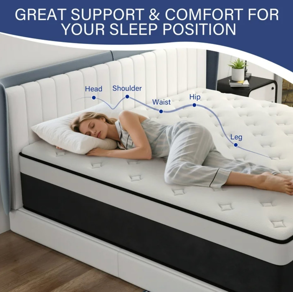 14″ Queen Colchones Gel Memory Foam Hibrido Cama Queen Mattress Hybrid Medium