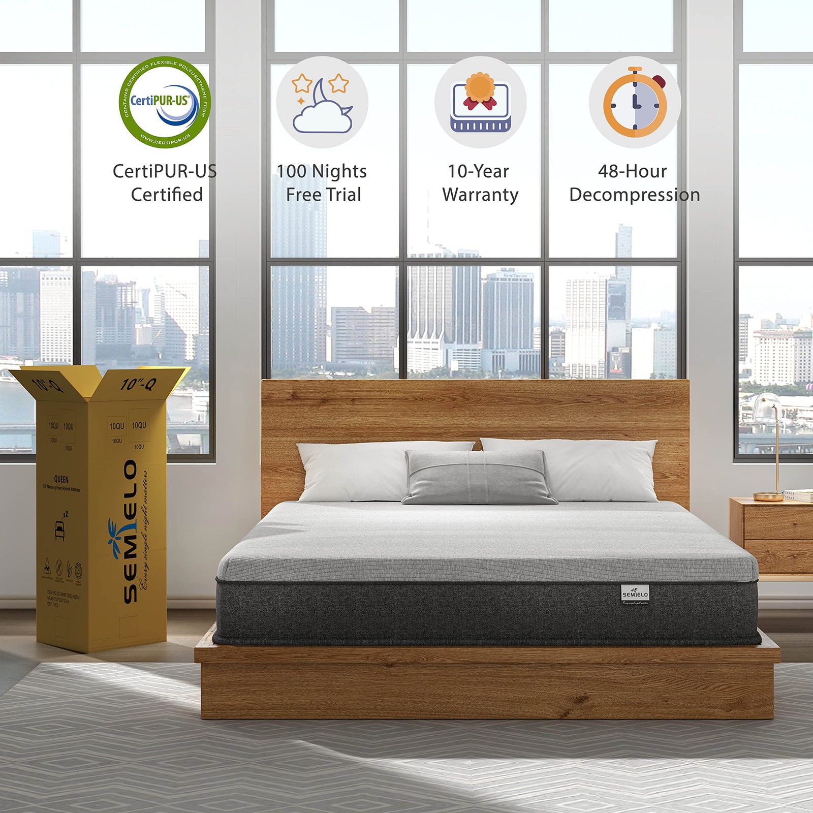 Queen Mattress, 10 Inch Memory Foam Hybrid Mattress/CertiPUR-Certified/Bed in…
