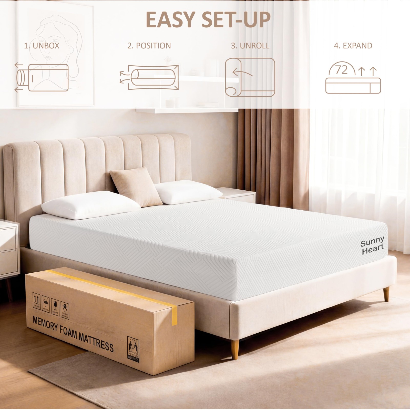 6 Inch Twin Size Memory Foam Mattress, Gel Cooling Bed Mattress with Breathab…