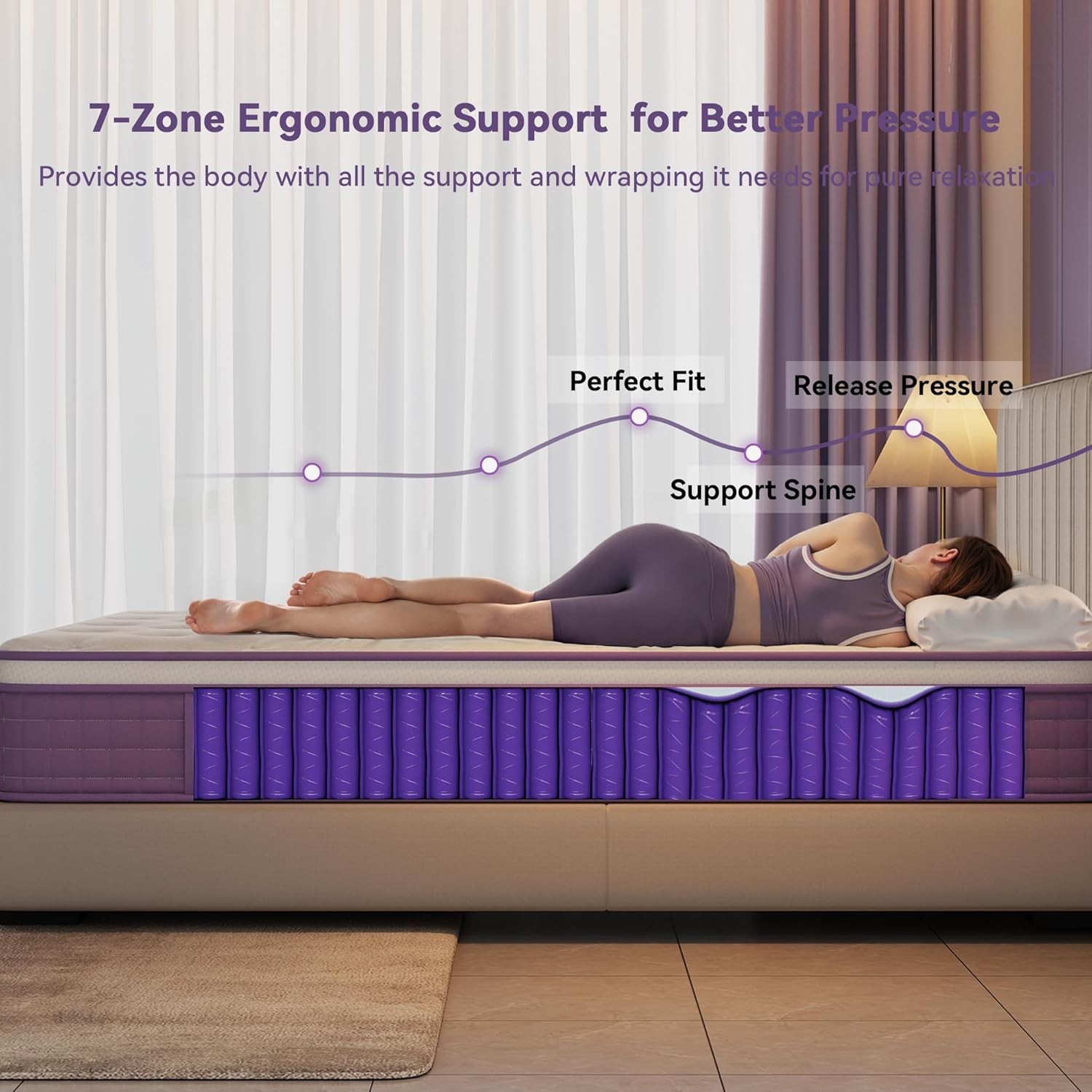 12″ Queen Mattress in a Box Purple Hybrid Mattress with Gel Memory Foam & Pocket
