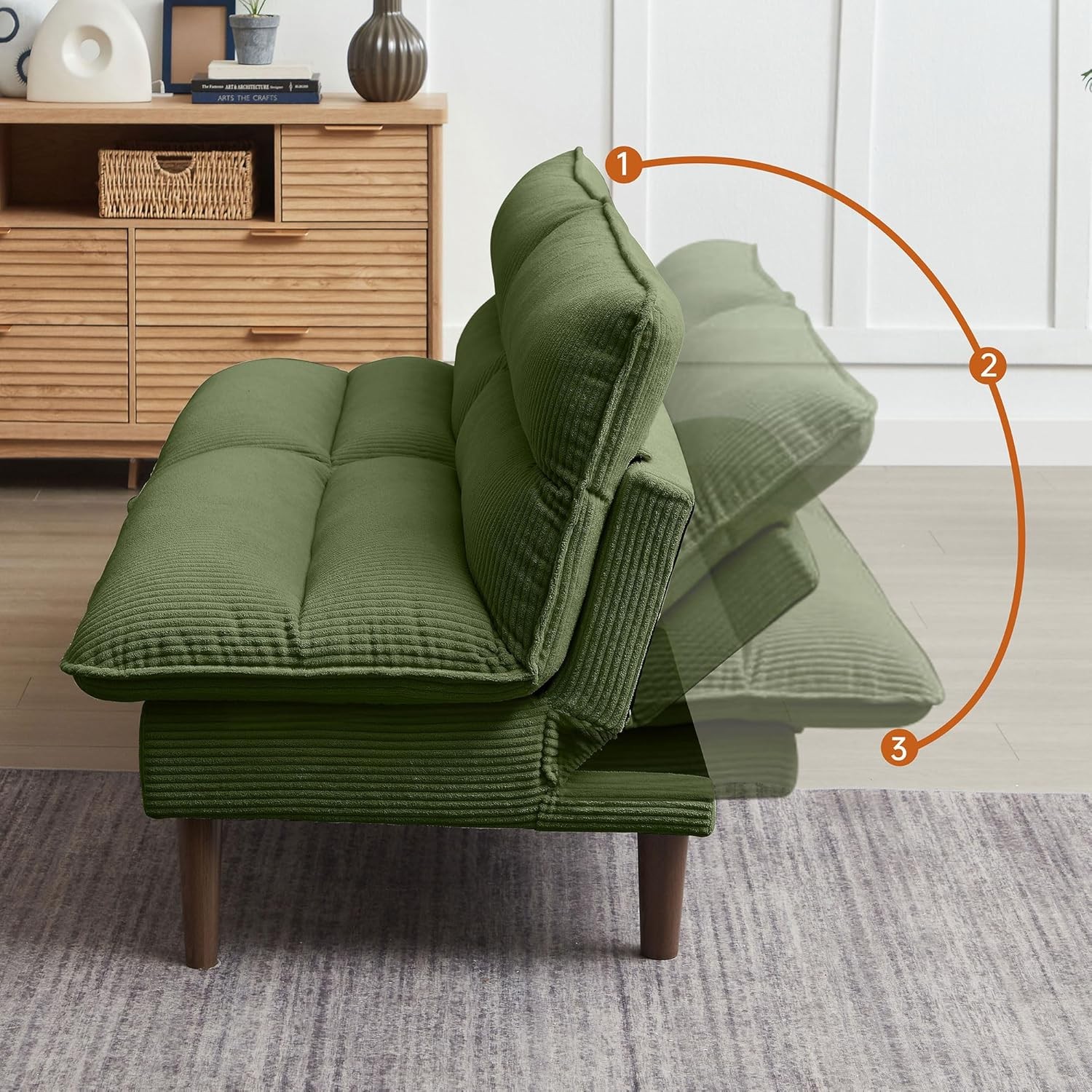 Futon Sofa Bed, 72″ Small Couches for Small Spaces, Folding Love Seat