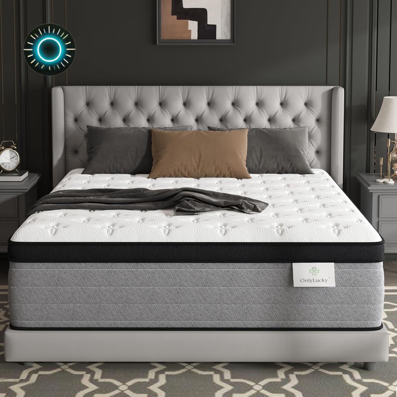 Onlylucky King Mattress 12 Inch Hybrid Firm 7 Zone Pocket Spring Support Bed NEW