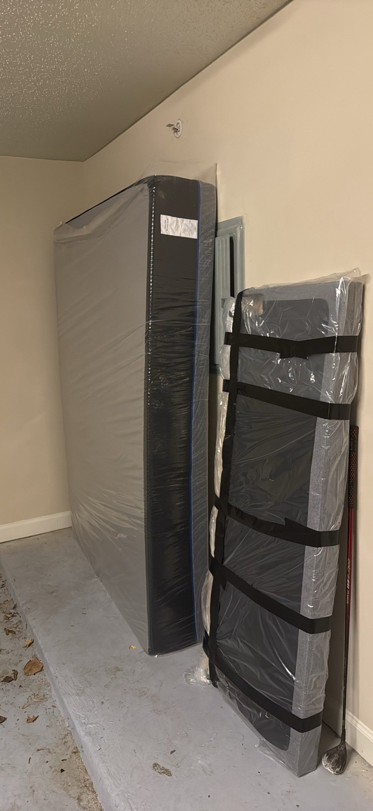 Queen Foam Mattress, Medium Firm, Gray Solid Fabric Cover + Bed Frame