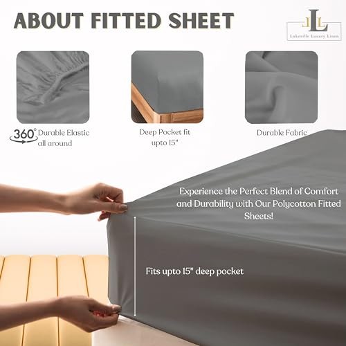 Narrow Twin Size Cot Sheet 31″ x 75″ x 9″ – 3 Cot Sheet 31″x 75″ Dark Grey