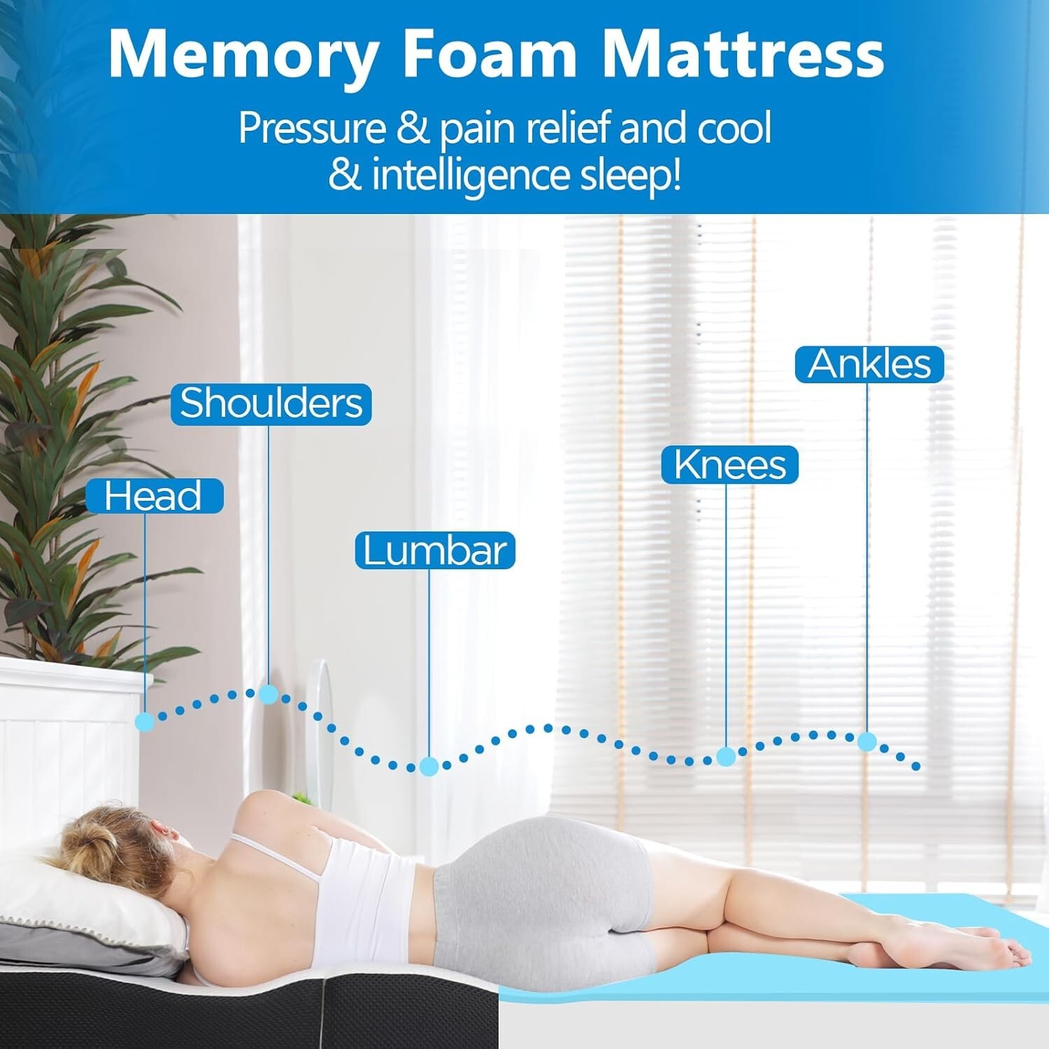 4″ Tri-fold Memory Foam Mattress Foldable Portable Floor Bed Washable Cover Twin
