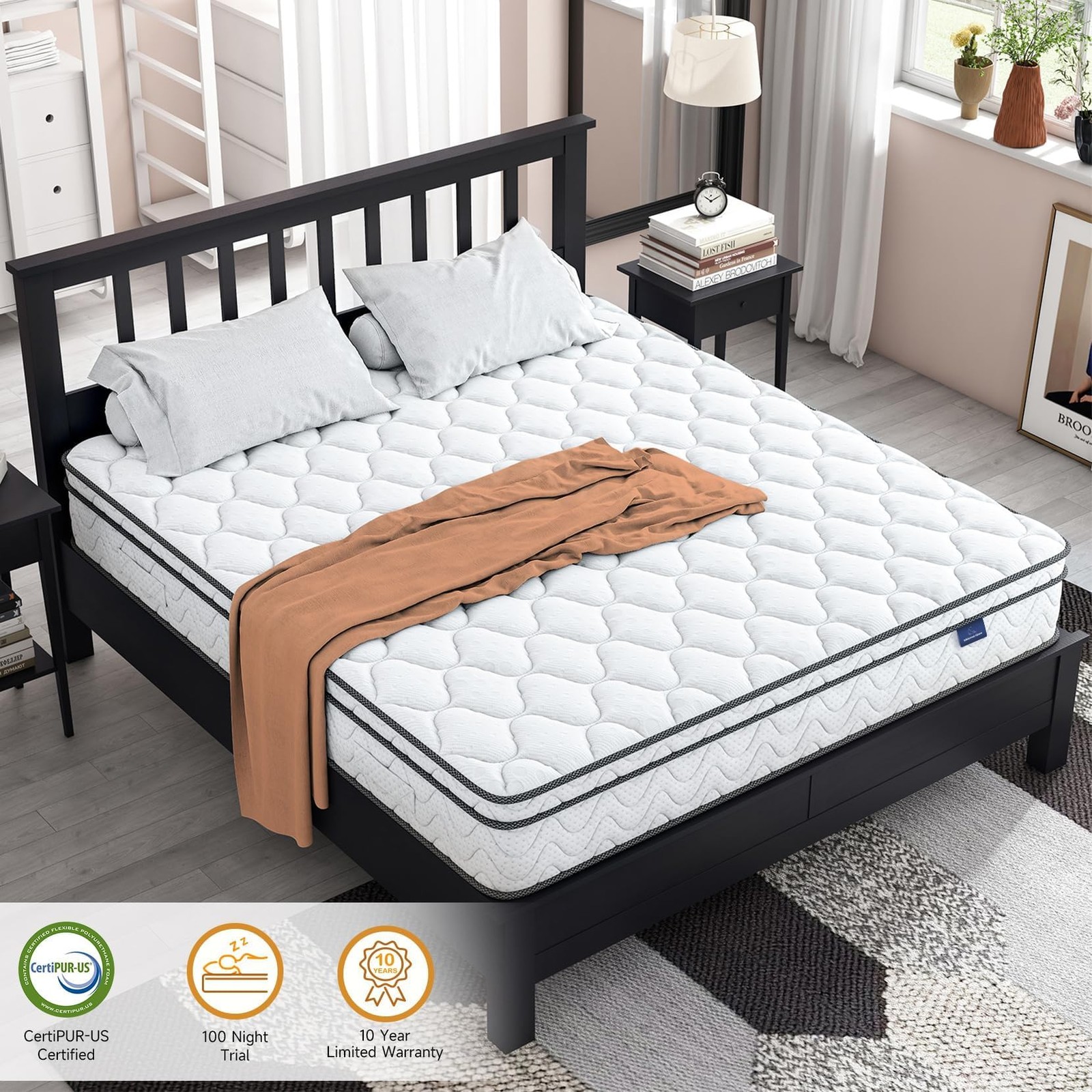 Twin Mattress 10 Inch, Fiberglass-| Cool Sleep Hybrid Single Mattress in a – …