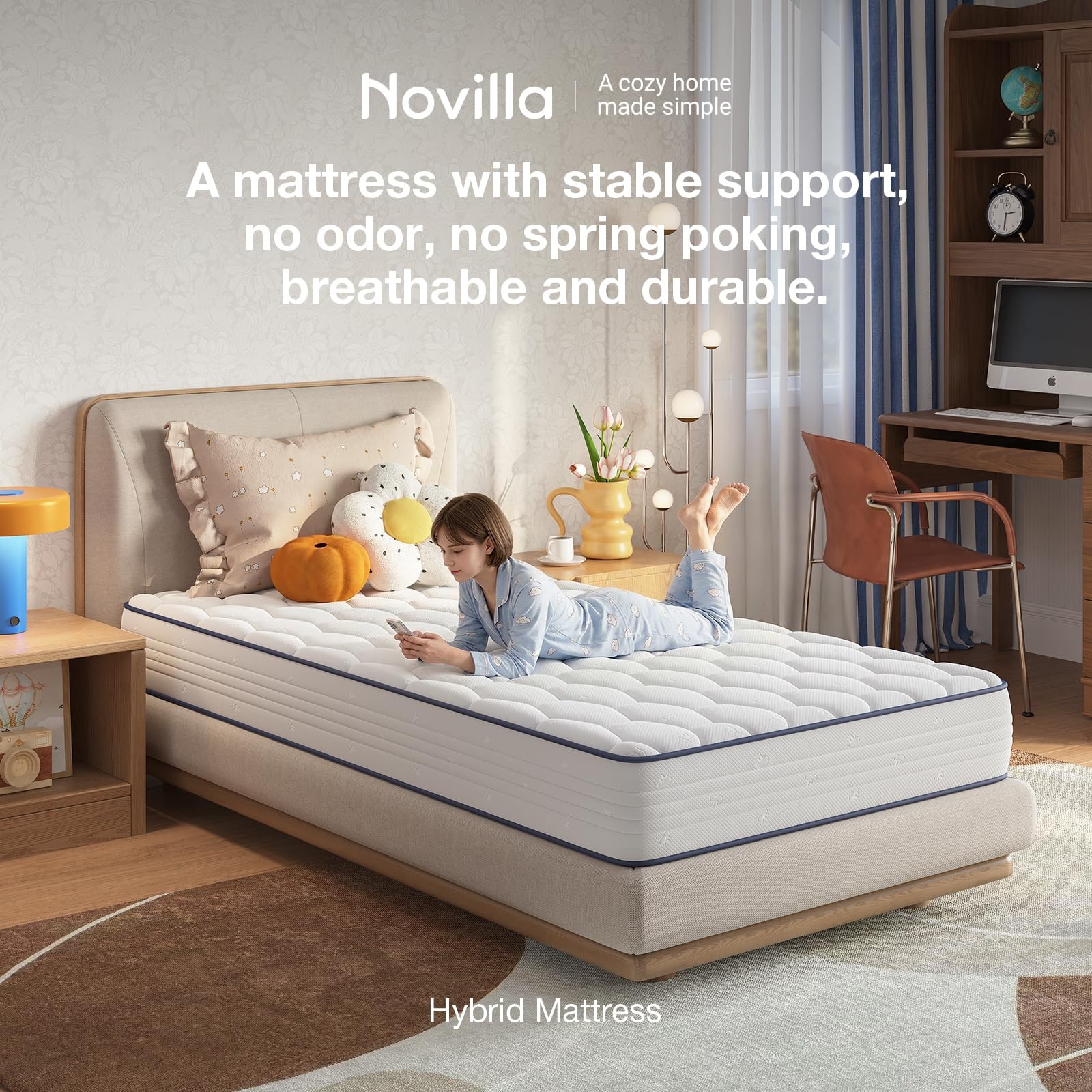 Novilla 8 inch Twin Mattress for Kids,Foam and Spring Hybrid Mattresses Twins…