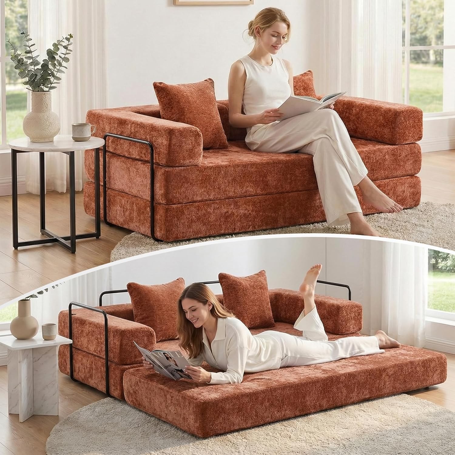 77″ Convertible Sleeper Sofa Bed, Bonel Cloud Queen Futon Couches