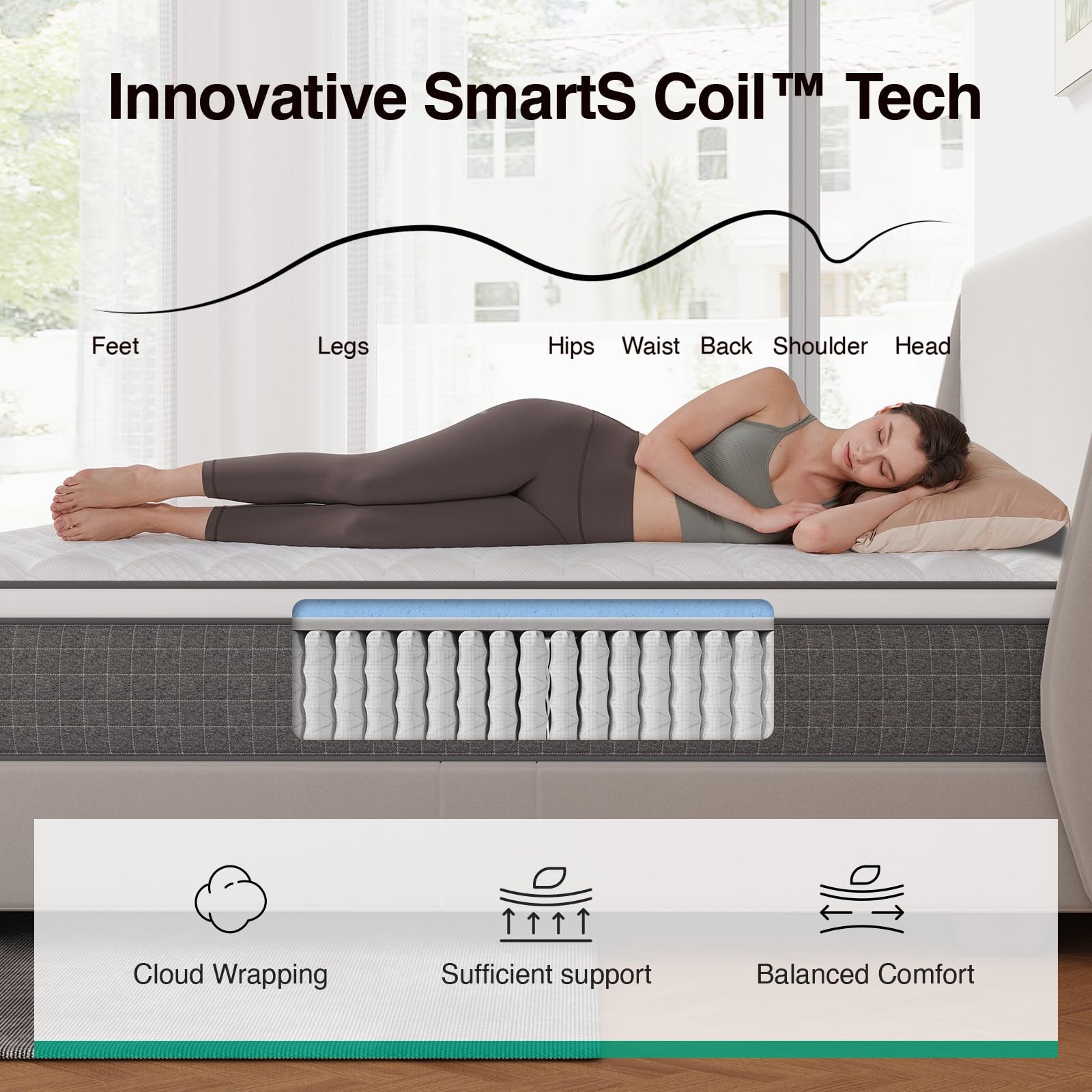 Twin Mattress 10 Inch,Twin Size Hybrid Mattress with Individually Wrapped Coi…