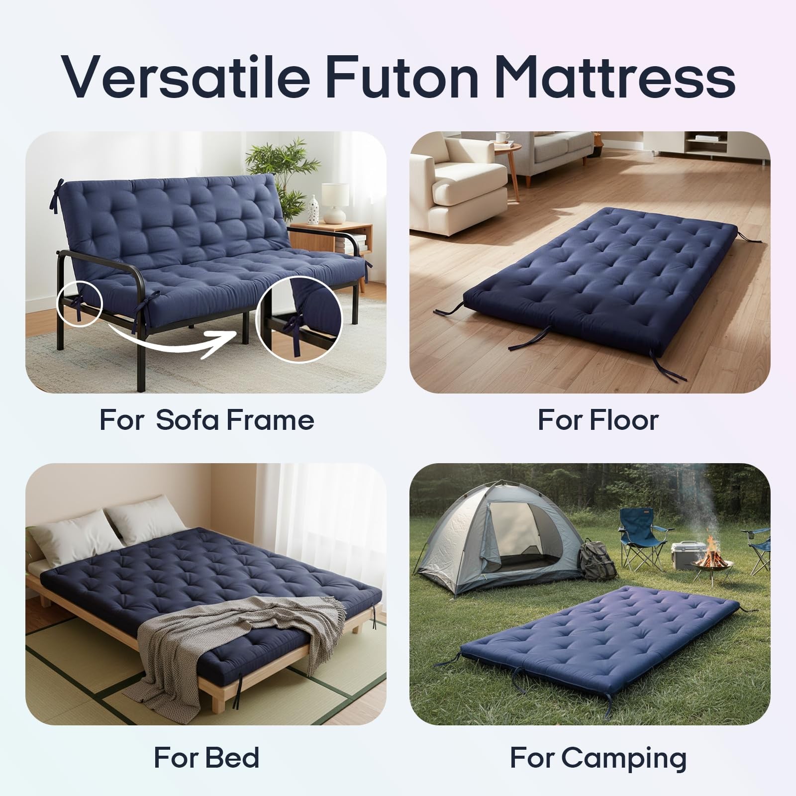 Water Resistant Japanese Futon Mattress, Full Size 75″x54″, 2.5 Inch Thick Ja…